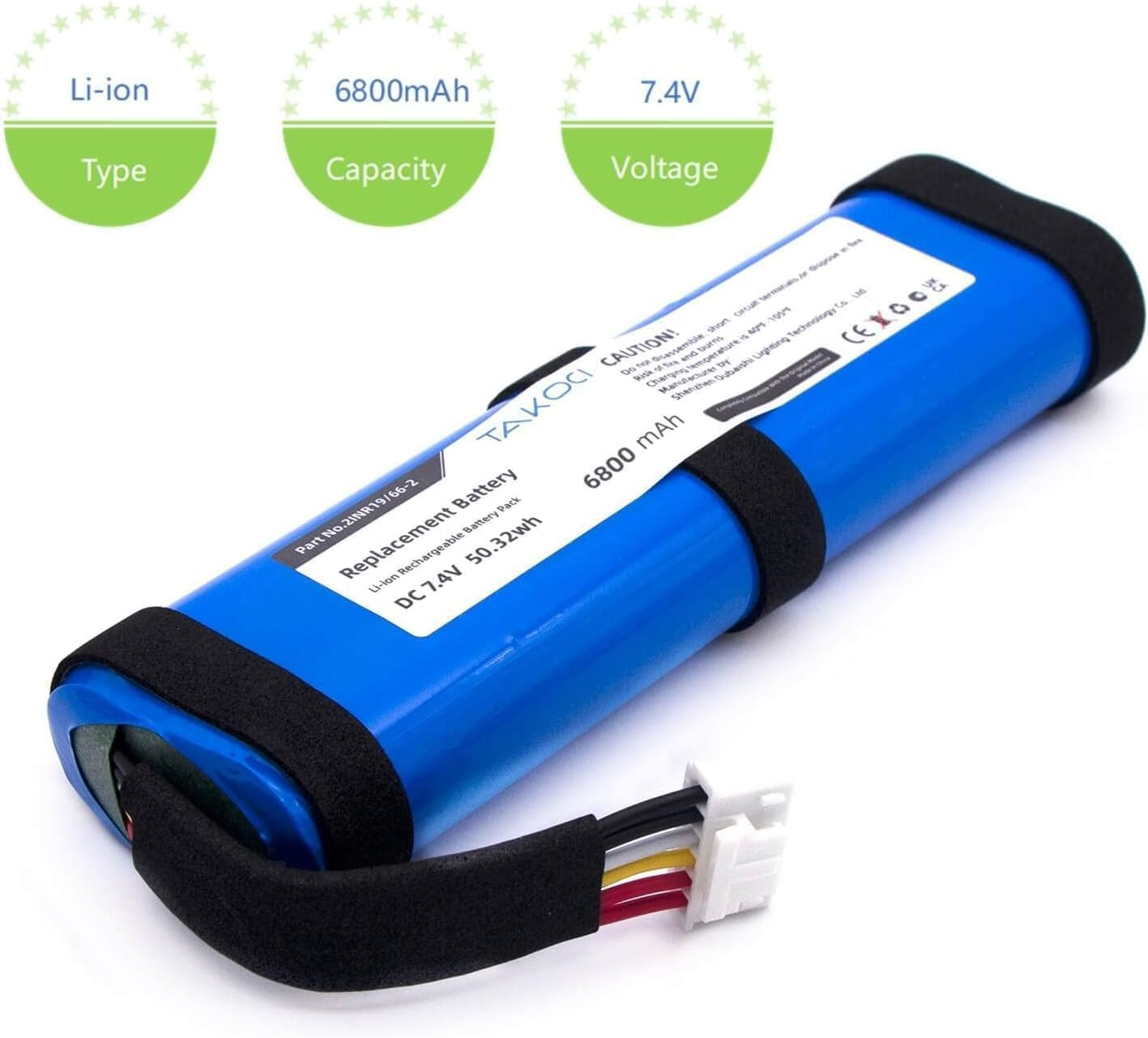 6800Mah Replacement Battery for J-BL Xtreme 2 Fits PN SUN-INTE-103 2INR19/66-2 7.4V image number 6