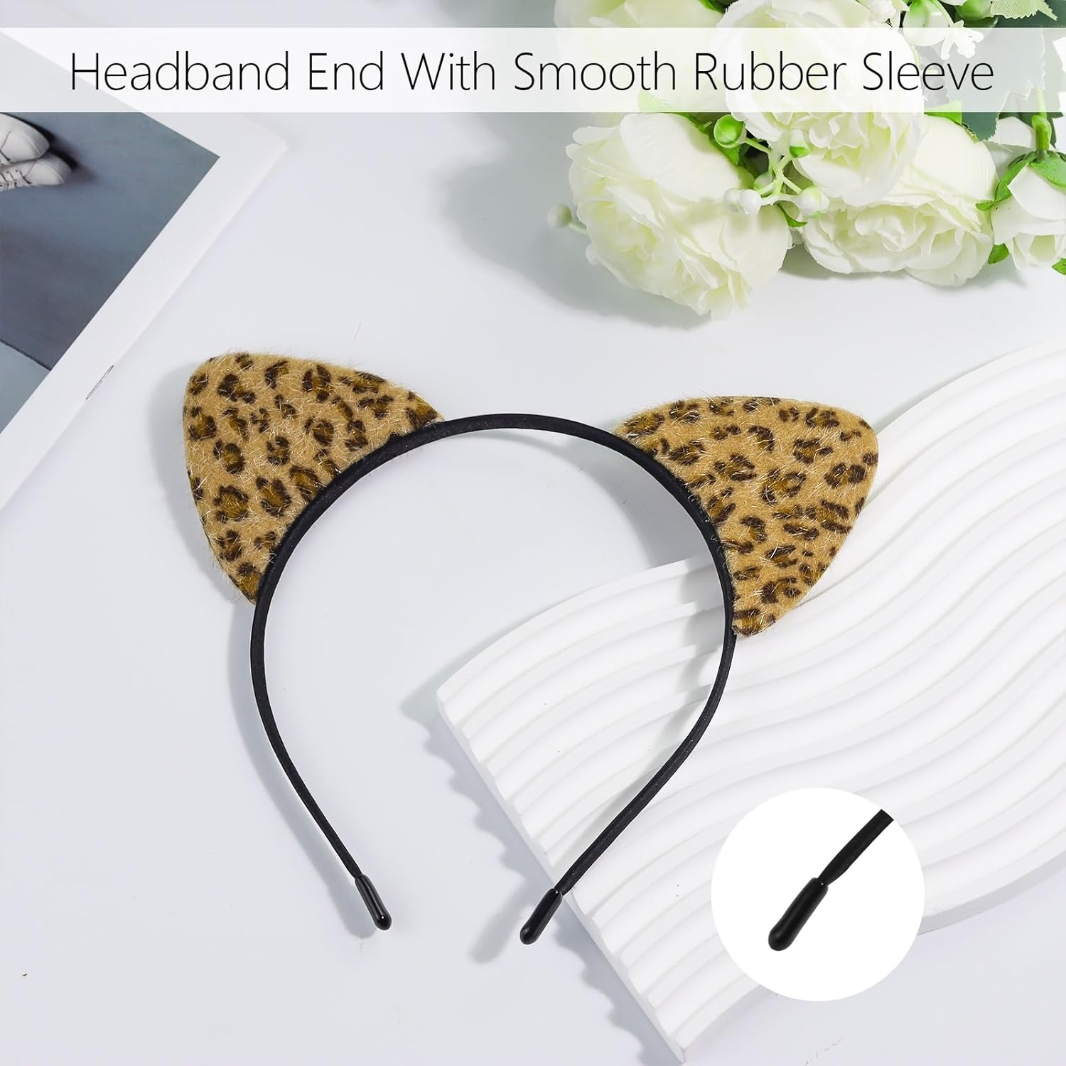 Alonekiss Fluffy Cheetah Leopard Ears Headband - Cheetah Print Ears Cat Cheeta Costume Accessories for Women Adult for Halloween (Gold) image number 1