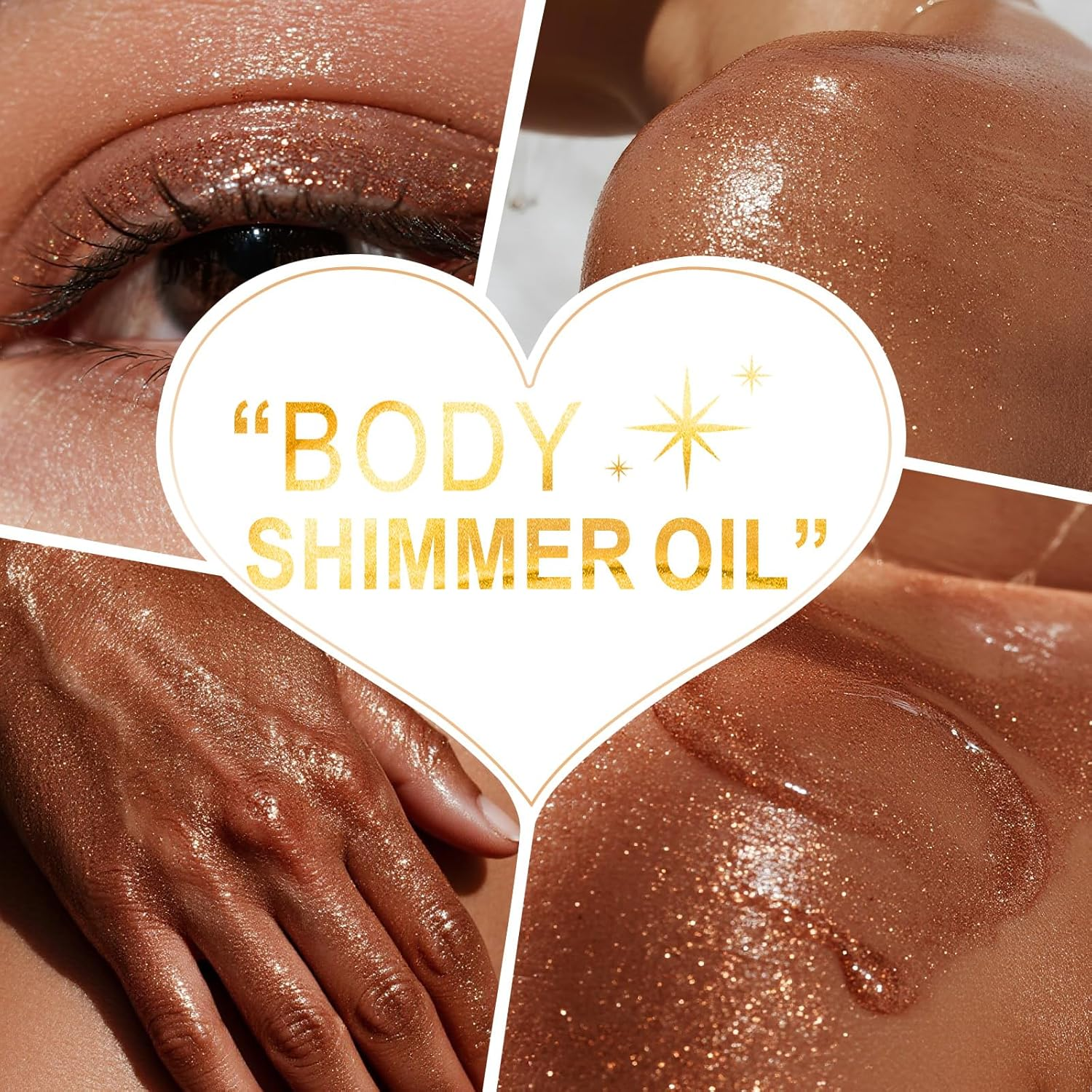 Shimmer Body Oil, Rose Gold Natural Glow Luminizer, Long Lasting Moisturizing Body Glow Oil for Glow Skin, Luminizer Brighten, All Skin Types 100Ml