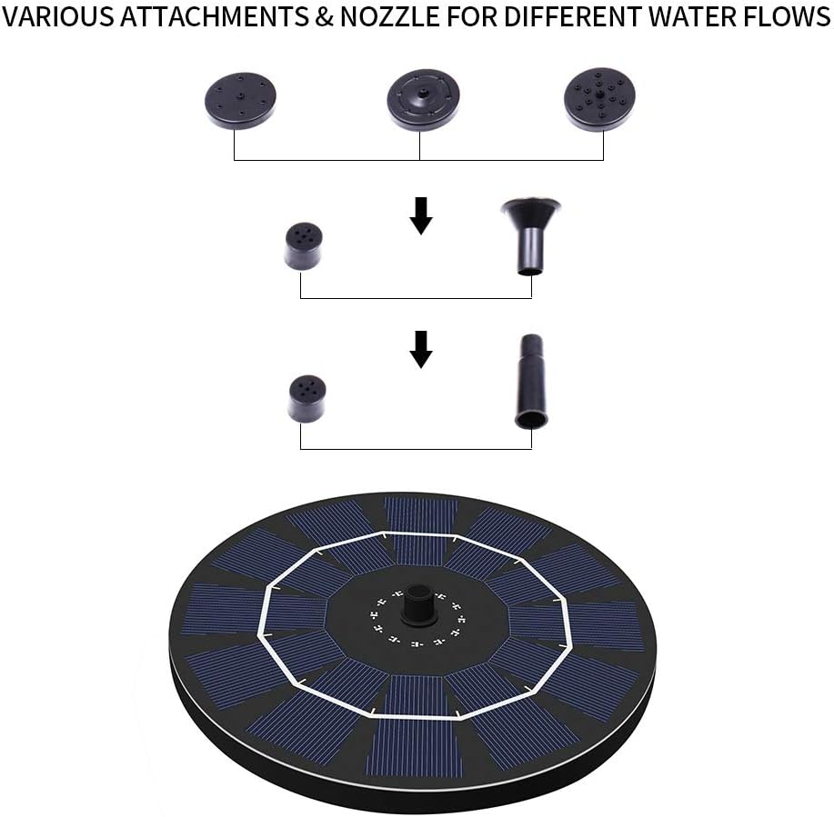 Solar-Power Birdbath Fountain Pump with Battery Backup 2.5W Brus -Blocking Submersible Pump Panel Kit for Bird Bath Garden Small Pond image number 4