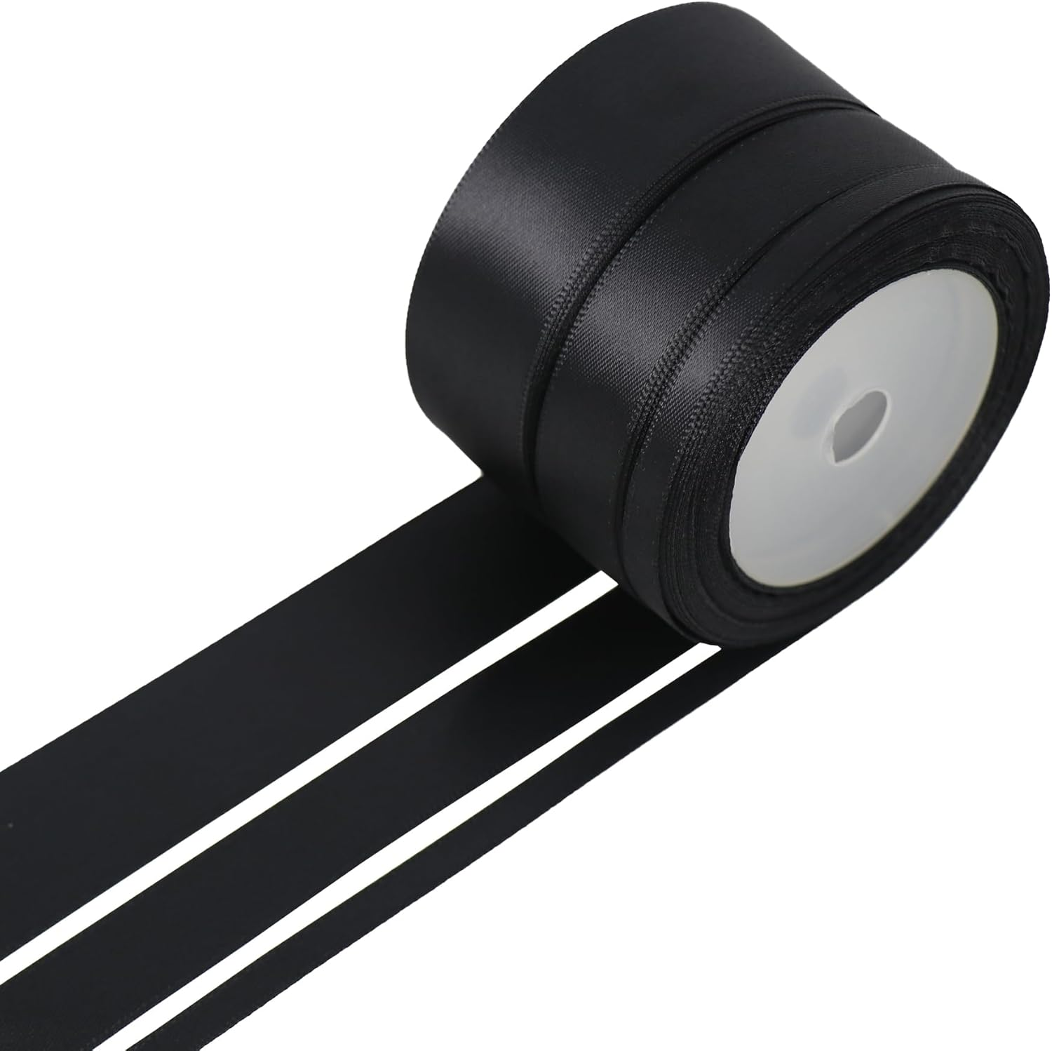 Black Satin Ribbon Double Faced Ribbon 3 Rolls (1/4 Inch, 5/8 Inch, 1 Inch), Fabric Ribbon Use for Gift Wrapping, Wedding Party Decoration, Hair Bows, DIY Crafts, Total 30 Yards