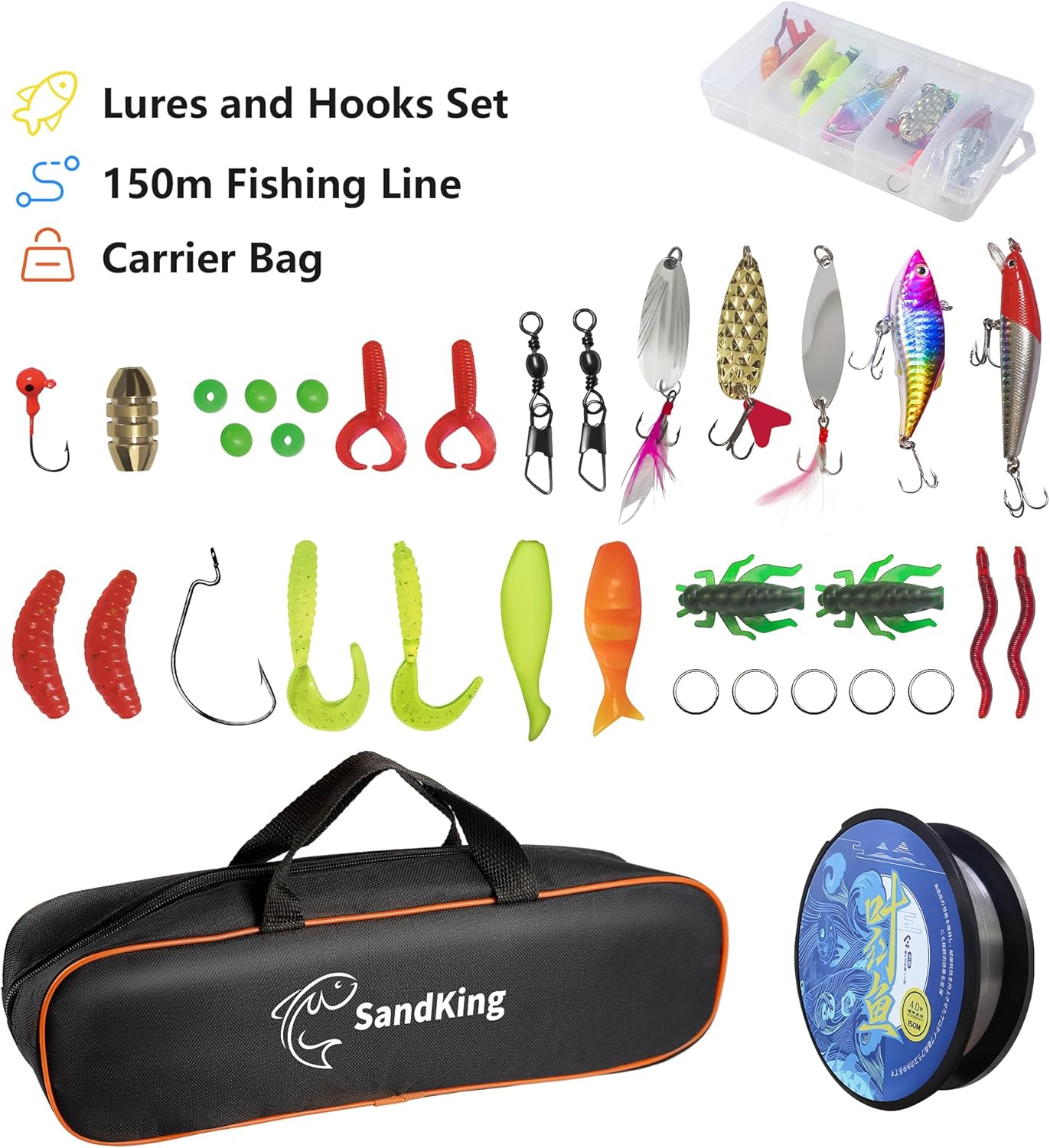 Fishing Pole Kit, Carbon Fiber Telescopic Fishing Rod and Reel Combo with Spinning Reel, Line, Bionic Bait, Hooks and Carrier Bag, Fishing Gear Set for Beginner Adults Saltwater Freshwater image number 1