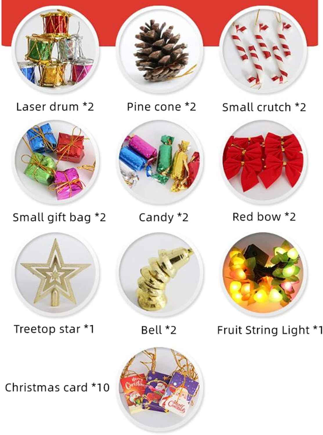 KEAIDO 24" Tabletop Christmas Tree Set, LED Prelit Small Xmas Tree Kit with String Light, Hanging Ornaments Pine Cones, Star Tree Topper, Seasonal Decor DIY (24Inch/60Cm) image number 2