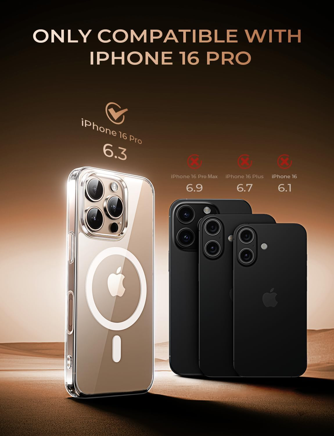 LISEN for Iphone 16 Pro Case, Compatible with Magsafe, Magnetic Phone Case 5X Military-Grade Protection Anti-Scratch Clear Back for Iphone 16 Pro 6.3-Inch image number 6