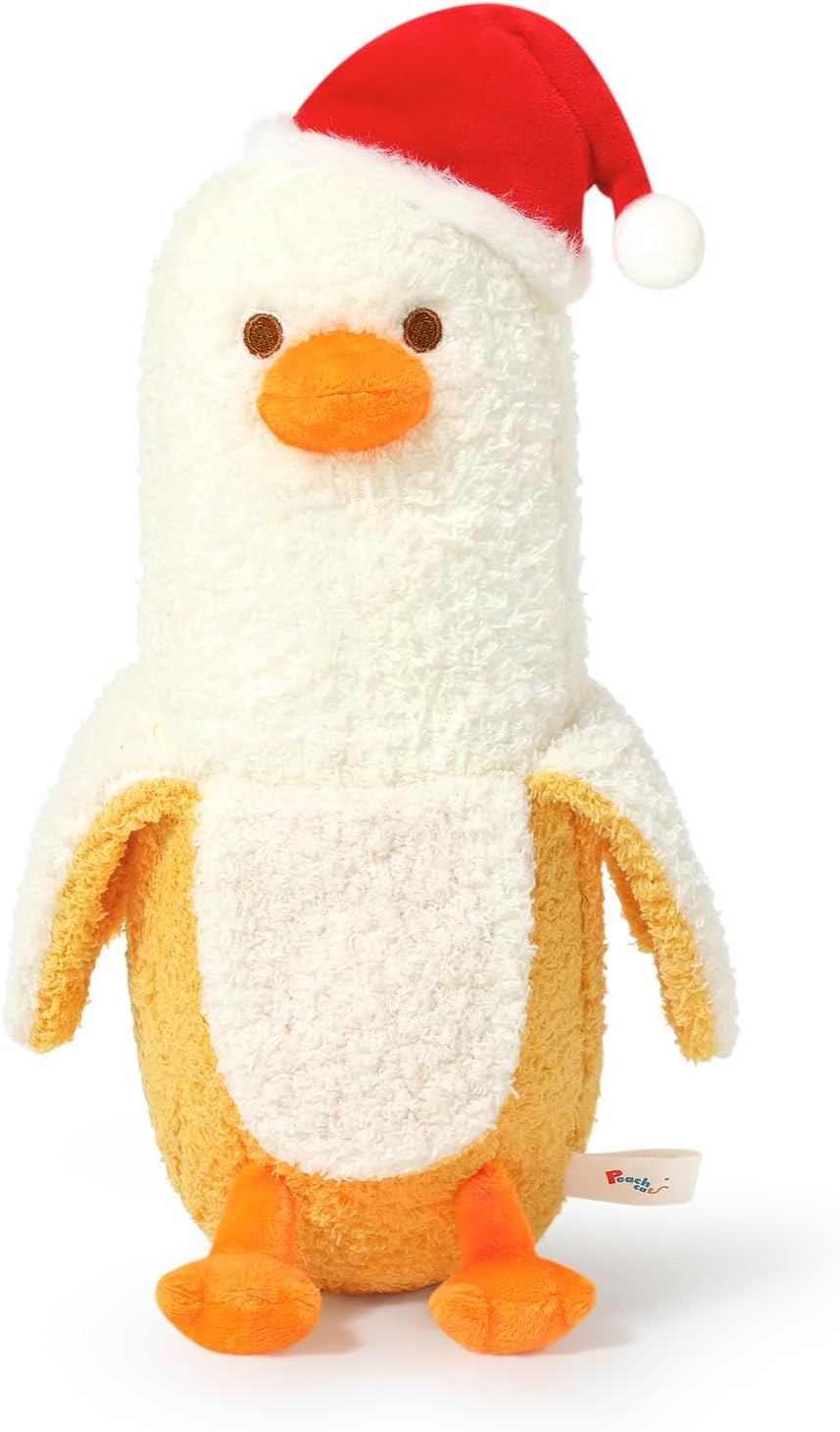 PEACHCAT Banana Duck Plush Toy Cute Plushie Hugging Plush Pillow Duck Stuffed Animal for Girls and Boys White 19.7"