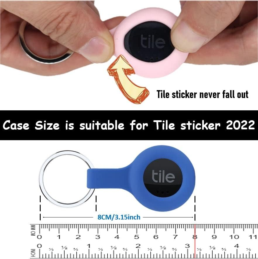 4 Packs Silicone Case for Tile Sticker 2022 with Keychain, Finder Accessory, Protective Cover Sleeve for Tile Tracker Tag, Pet Dog Cat Collar Dropper, Secure Holder (Black,Green,Pink,Blue) image number 1