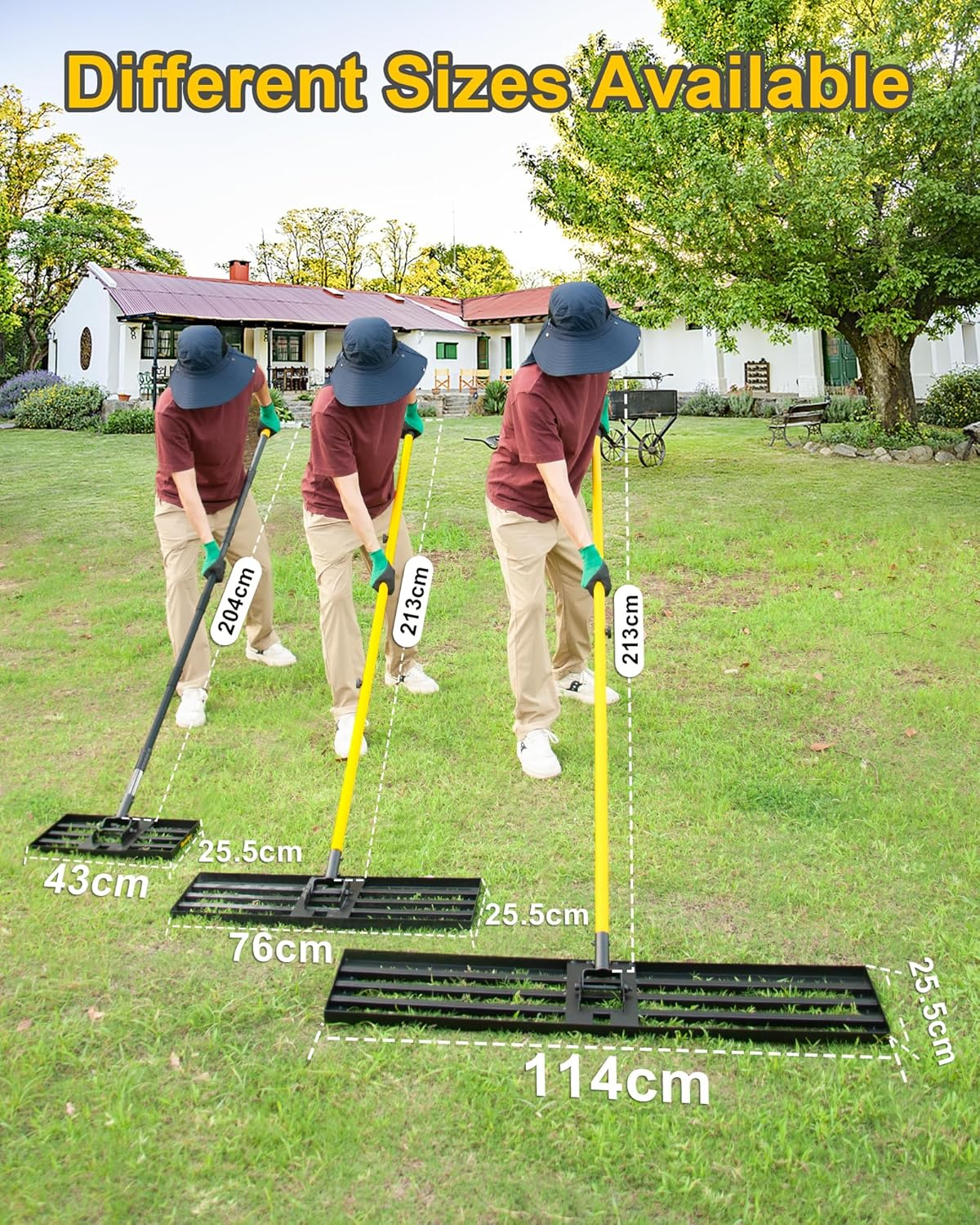 Blumetrec Lawn Leveling Rake, 76X25.5Cm Top Soil Spreader, Heavy Duty Sand Leveling Tool with 213Cm Long Handle for Fertiliser Gravel, Steel Golf Rake Soil Leveller for Yard, Garden, Golf Course image number 2