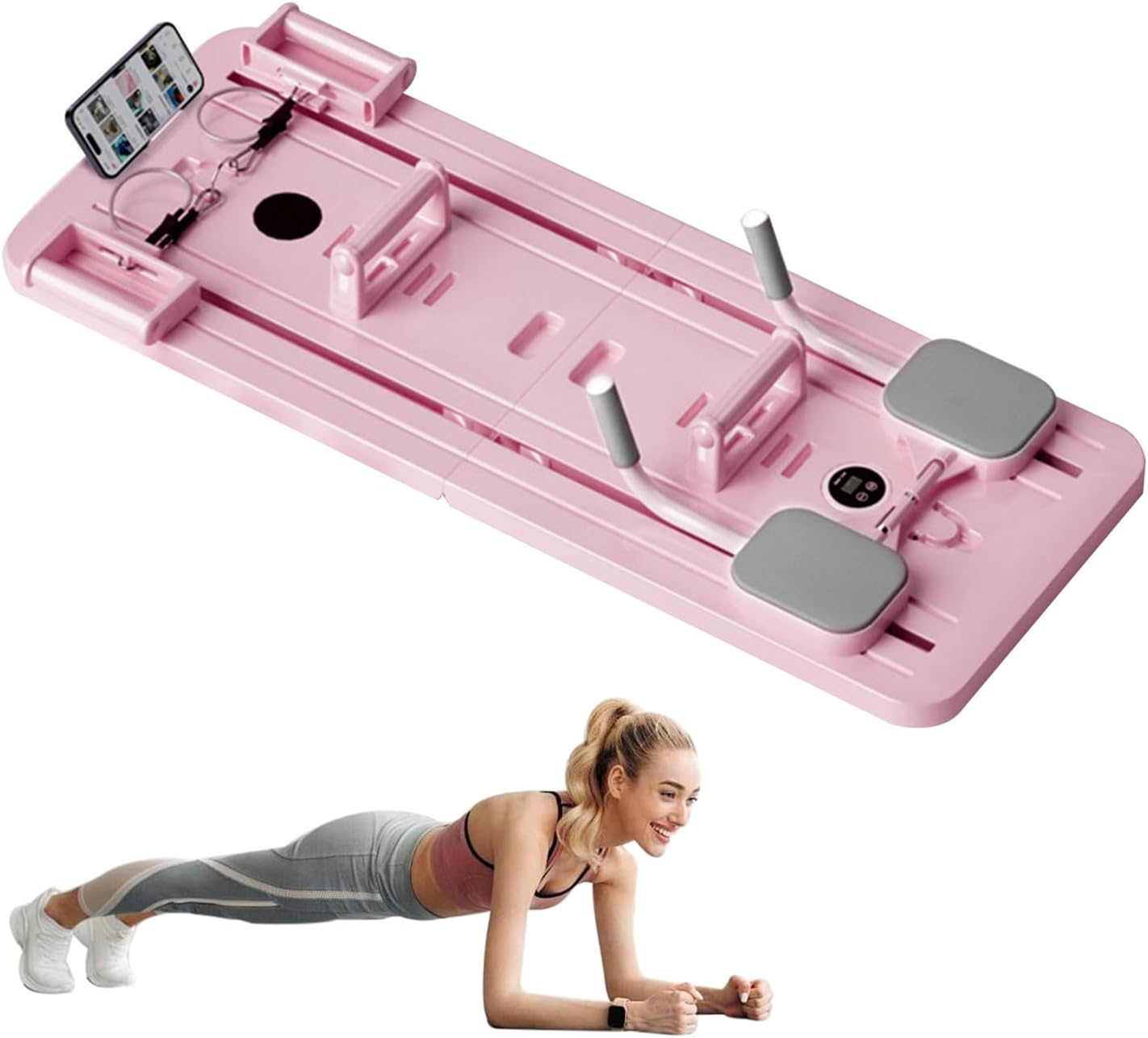 Reformer Pilates Machine, Adjustable Resistance Pilates Board, Portable Foldable Abdominal Fitness Board, Ab Roller Exercise Wheel Home Gym Equipment, for Full Body Workout image number 2