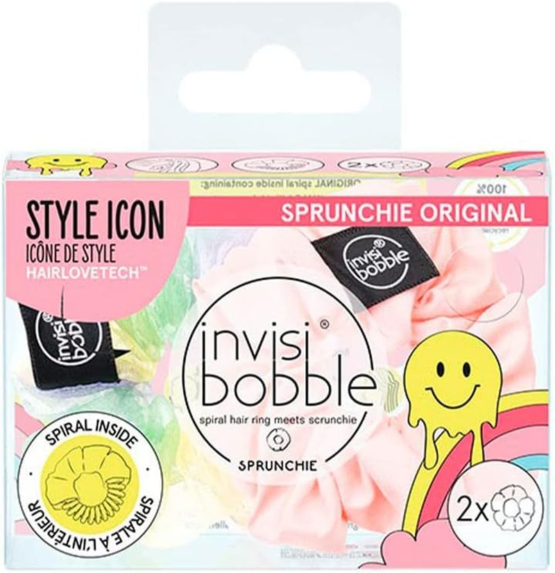 Invisibobble Hair Scrunchies Set Retro Dreamin Scrunchie Pastel I 3 X Hair Bobbles Pink and Colourful for Girls and Women I Scrunchies Pink I Designed in the Heart of Munich