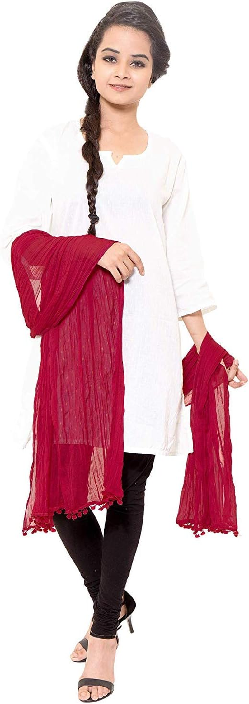 Cotton Solid Colors Women Dupatta Scarves Shawl - Leaf Green image number 7