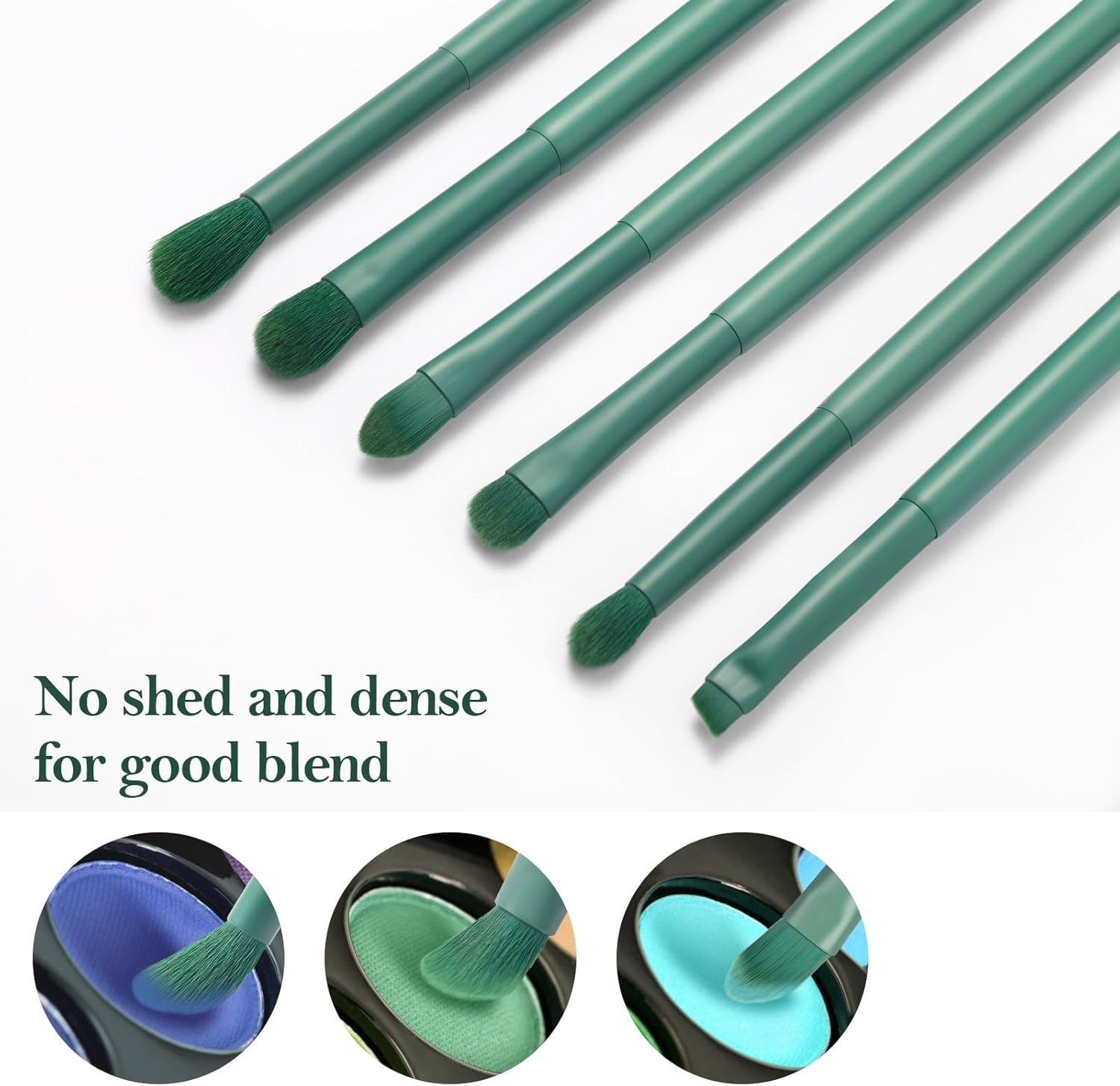 Eye Makeup Brush Set, 6 Pcs Professional Blending Eyeshadow Makeup Brushes for Concealer Eyebrows Eyeliner, Soft Hairs & Wood Handle (Green)&hellip; - Black 6Pcs image number 5