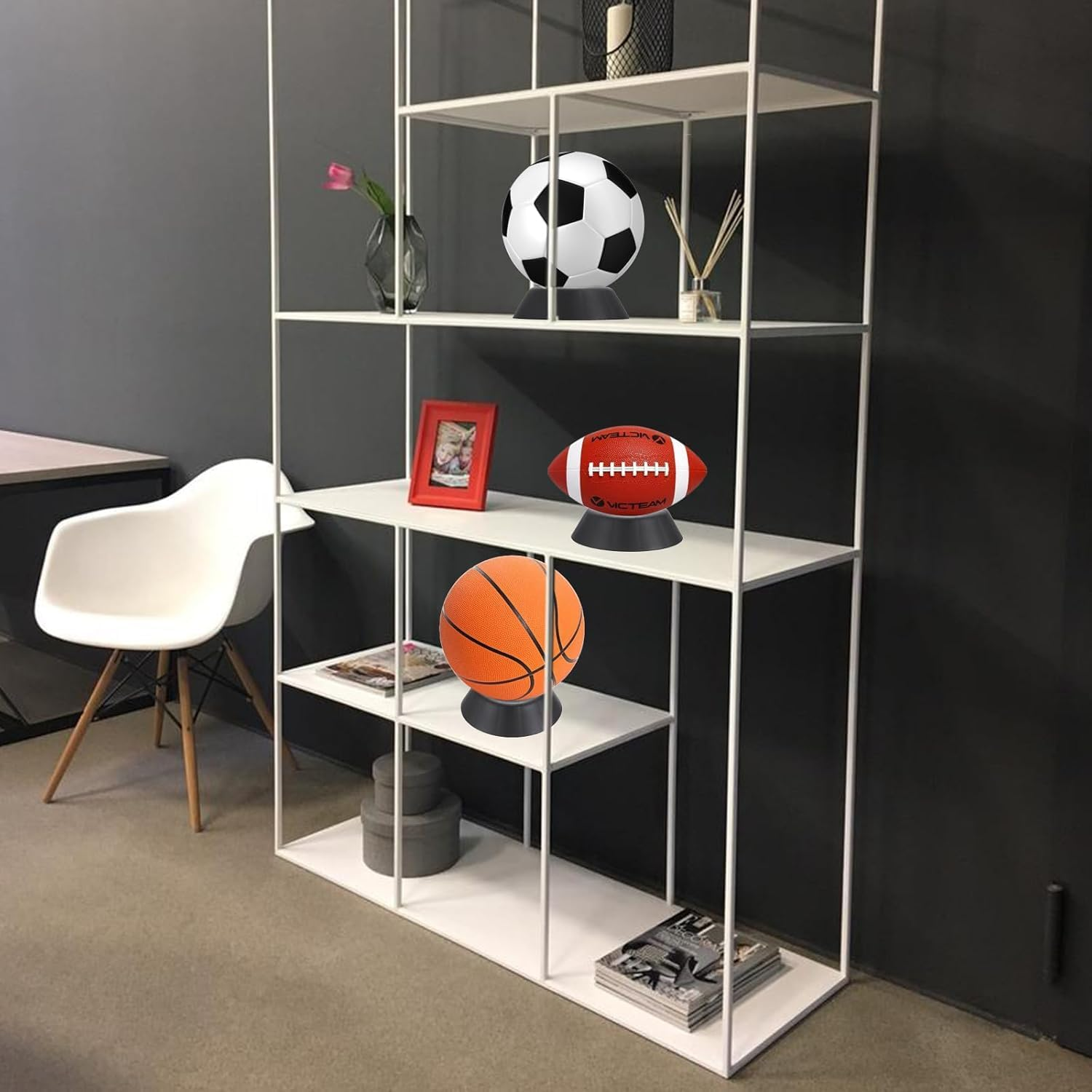 Wzenclave Football Basketball Holder, Ball Support, Basketball Accessories, Football Base, Bowling Ball Holder Stand, Plastic Ball Display Stand Memorabilia Ball Pedestal, round Display Easel Stands