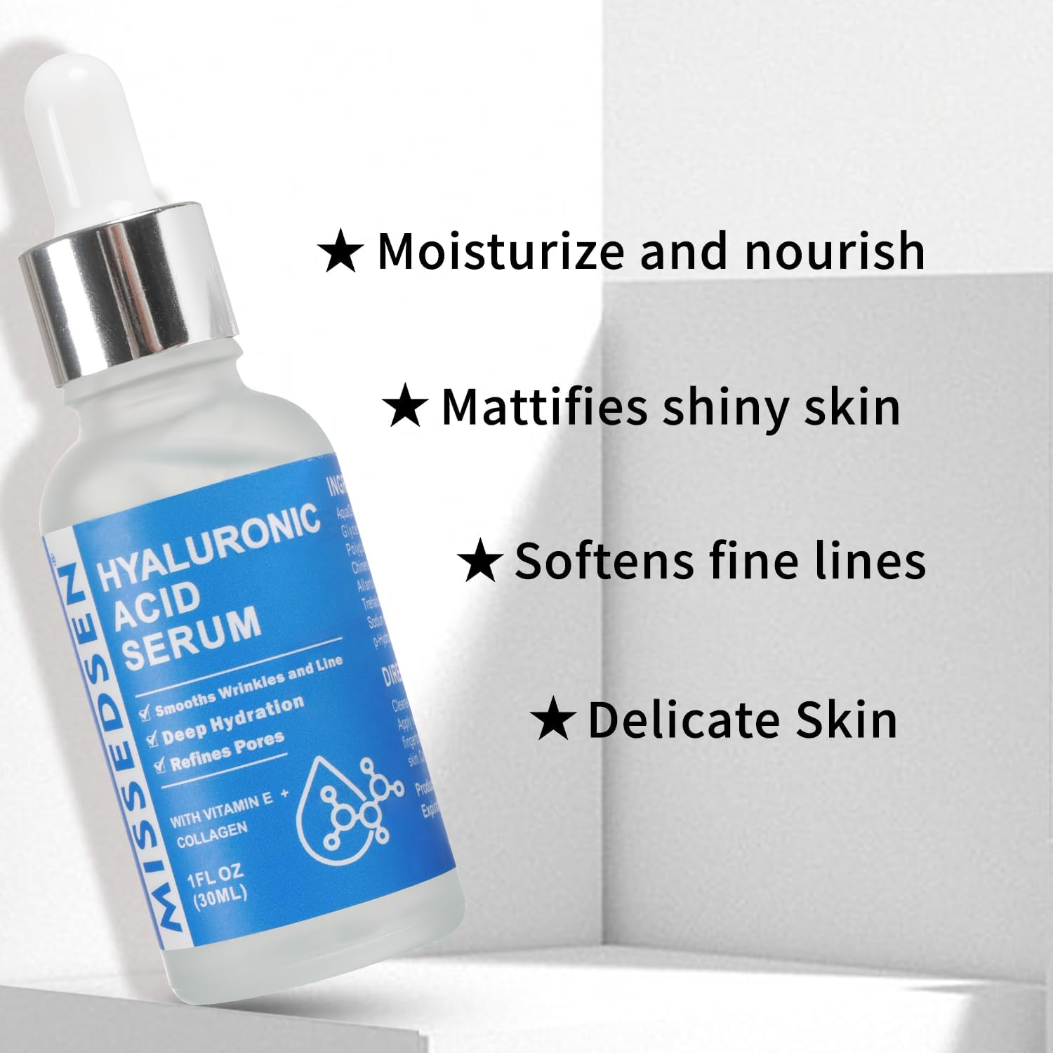 Hyaluronic Acid Serum with Collagen Vitamin E Oil for Skin Care, Hydrating, Brightening Serum for Face anti Aging for All Skin Types Daily Use 30Ml image number 3