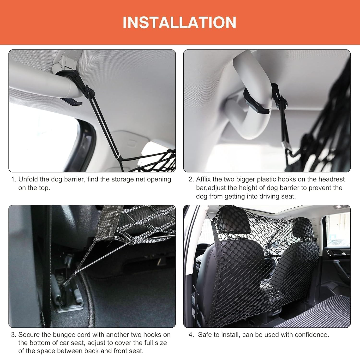 Pet Car Divider Back Seat Barrier Net, 1Pc Pet Dog Net Vehicle Barriers,Vehicle Gate Cargo Area Travel Trunk Mesh Net Screen Barricade,Dog Car Net Barrier Pet Barriers,Dog Car Net Barrier for SUV image number 2