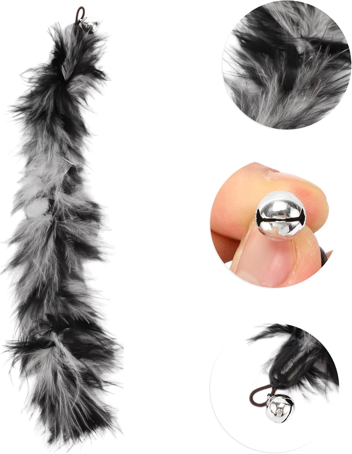 CAPASTEC Pack of 2 Feather Cat Wand Replacement for Pet Interactive, Grey/Black image number 1