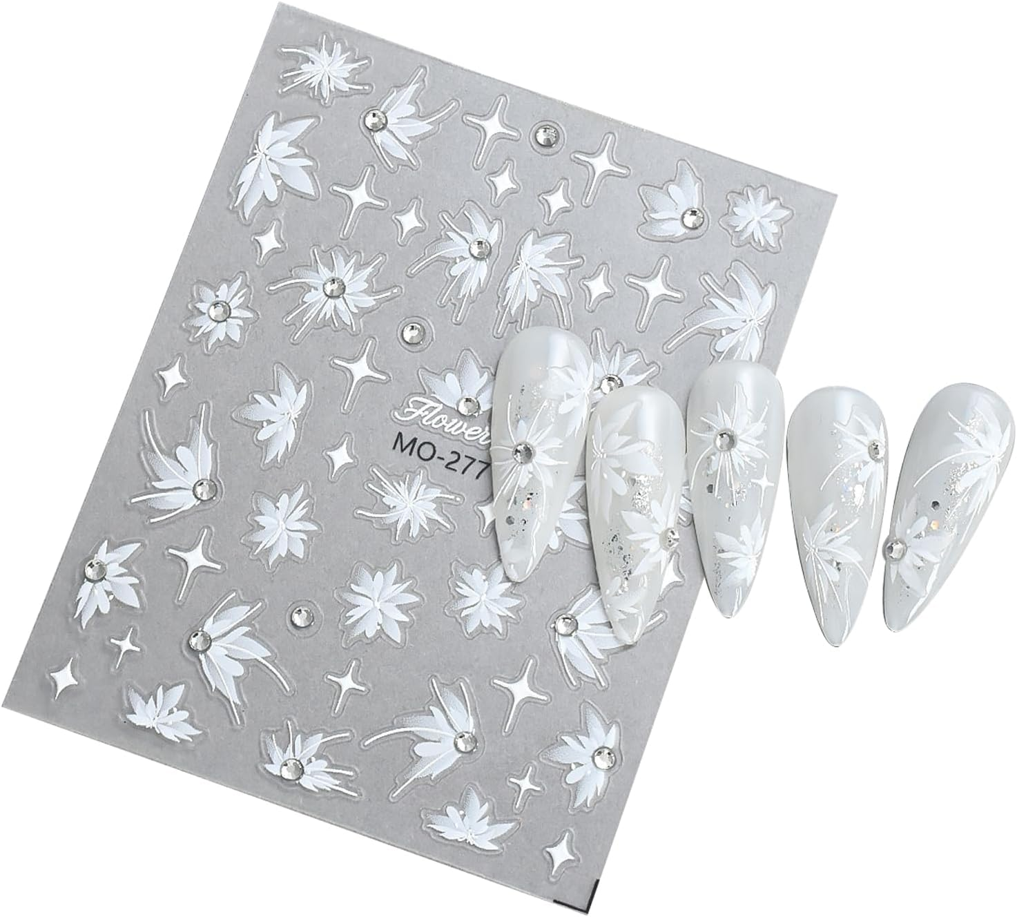 5D Embossed Flower Nail Decal Flower Nail Sticker Nail Art Sticker Nail Art Decoration for Women Girls image number 2