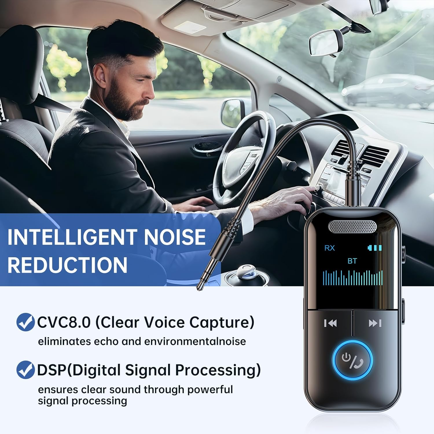 Bluetooth 5.4 Audio Transmitter Receiver, 4-In-1 Wireless Transmitter Adapter, Low Latency/Hd Screen/Tf Card Aux Adapter for Airplane, Car, Laptop, Radio,Tv image number 3