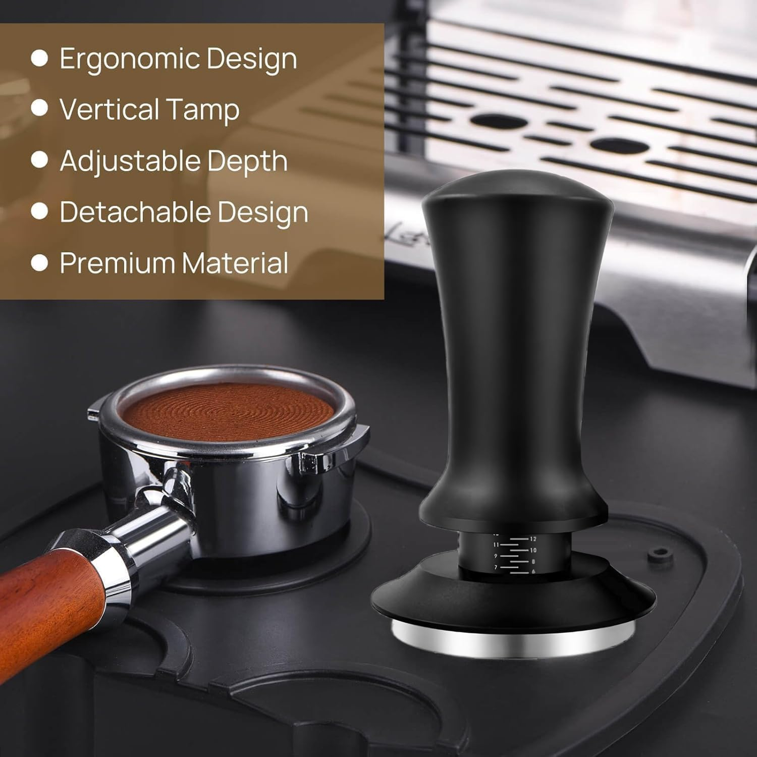 58Mm Coffee Tamper, Calibrated Spring Loaded Tamper, Stainless Steel Espresso Tamper, Espresso Hand Tamper with Scale, for Espresso Machine Compatible with 58Mm Portafilter image number 1
