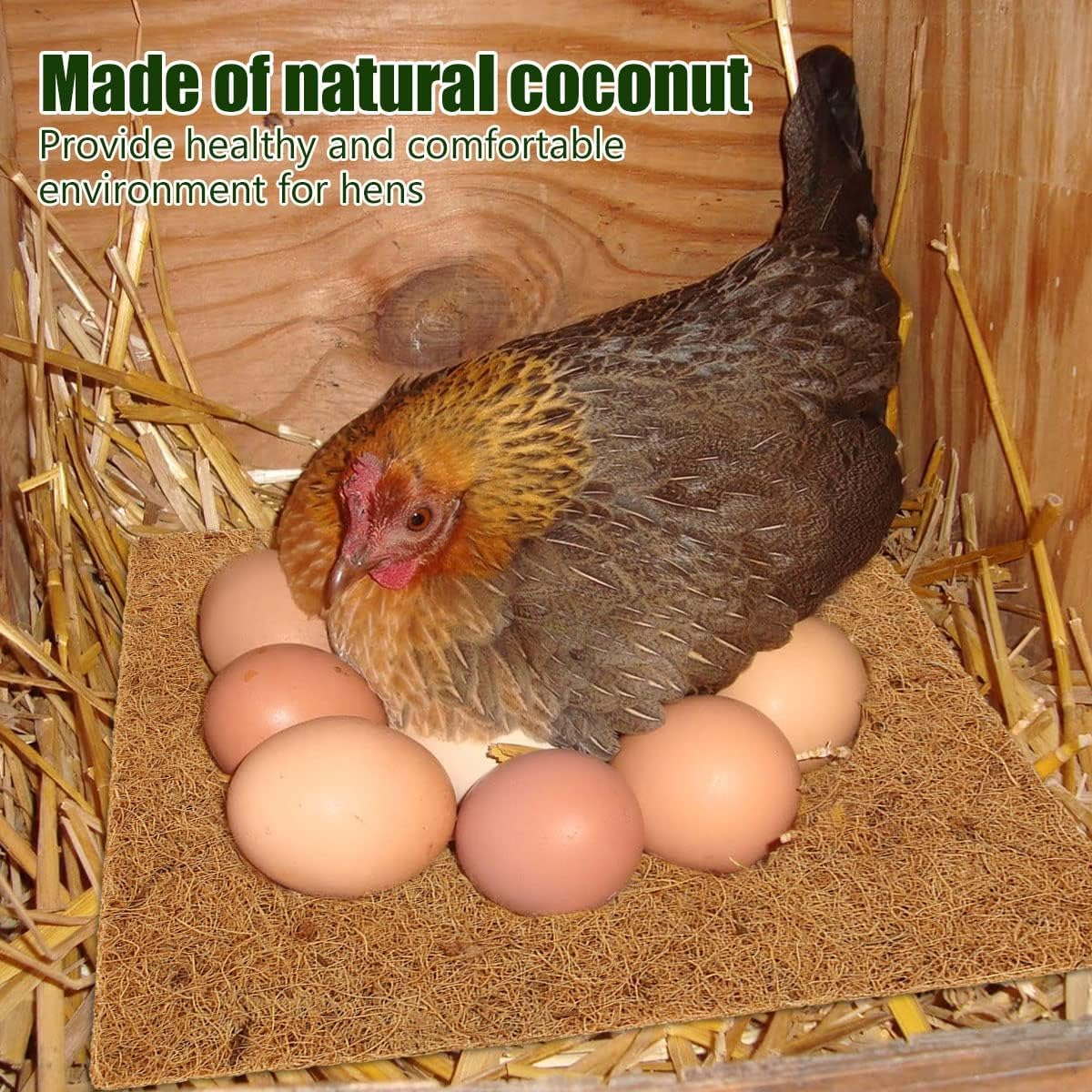 Chicken Nesting Pads Reusable Hens Nest Bedding Mats Natural Coconut Palm Hens Nesting Pad 30 * 30Cm Multifunctional Chicken Nesting Box Liners for Hen Laying Eggs (10) image number 5