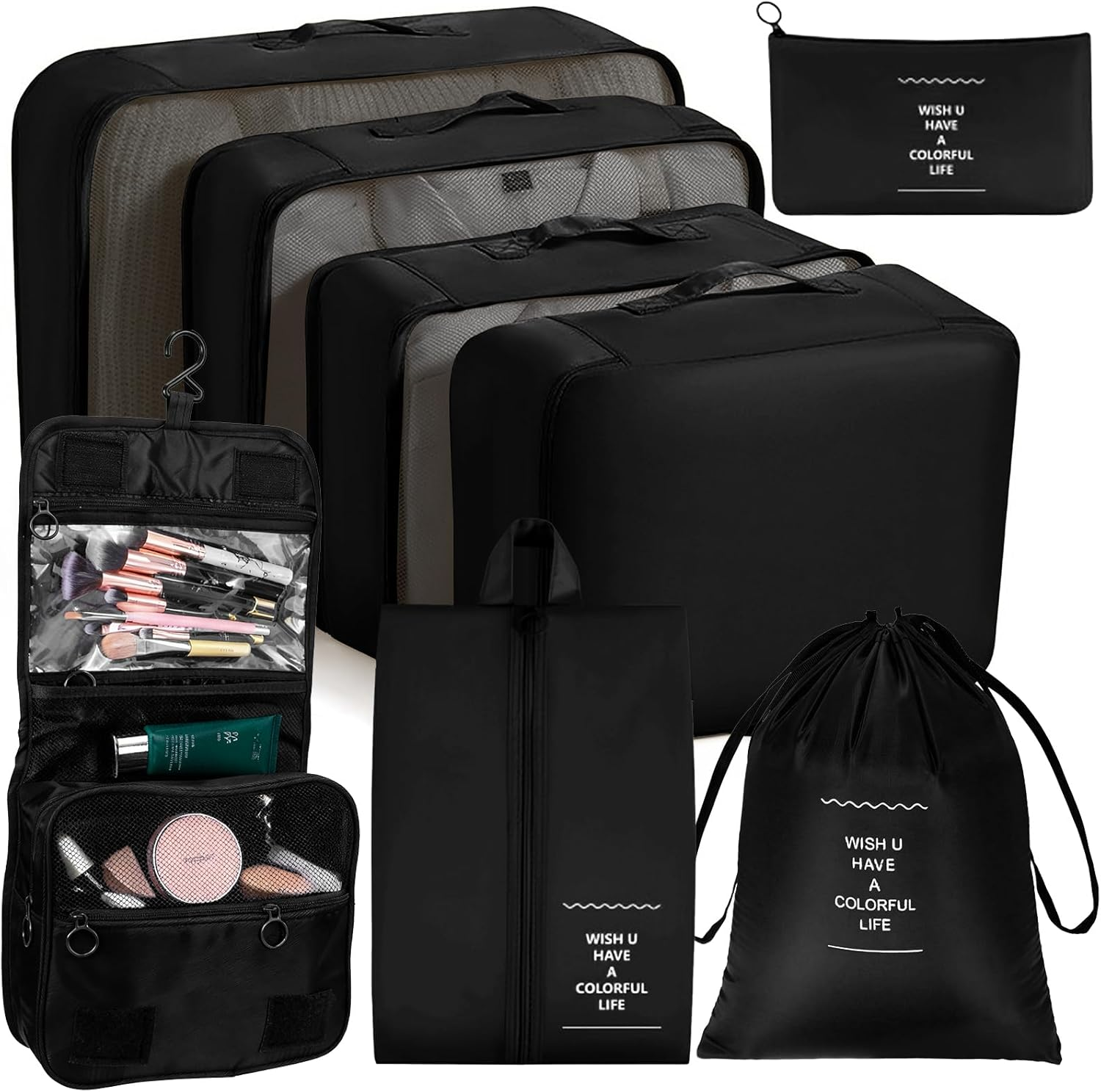 Smlper 8-Set Packing Cubes, Packing Organizer with Various Sizes, Lightweight Luggage Organizer for Carry-On, Suitcase & Travel Accessories (Dark Blue)