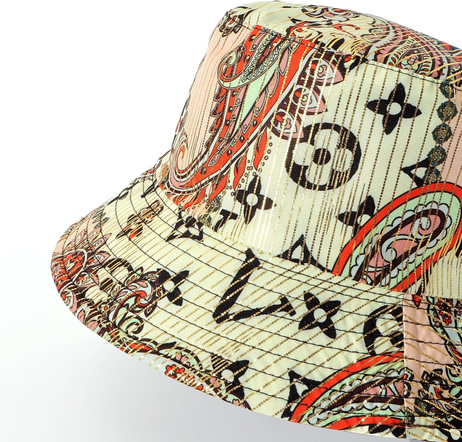 Hebenie Reversible Bucket Hat for Women &ndash; Summer Outdoor Sun Hat with Colorblock Print & Solid Side, Lightweight UV Protection Travel Beach Hat