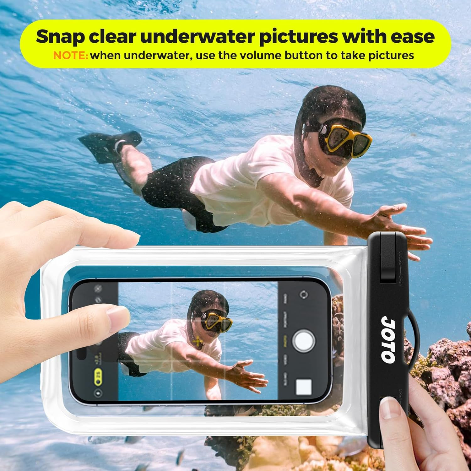 JOTO 2 Pack Waterproof Phone Pouch Case up to 7", IPX8 Underwater Phone Case Cellphone Dry Bag for Iphone 17 16 15 14 13 12 Pro Max Xs Max XR X 8 7 6S plus Se/Galaxy S24 S23 S22 S21 -Black/Clear