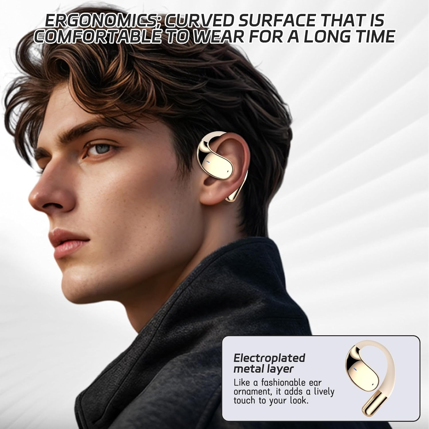 FLYTIN AI Translation Earbuds Real Time - 3-In-1 Open Ear Wireless Headphones with Charging Case, 164 Languages & Accents, Fit Ios/Android (Black) image number 1