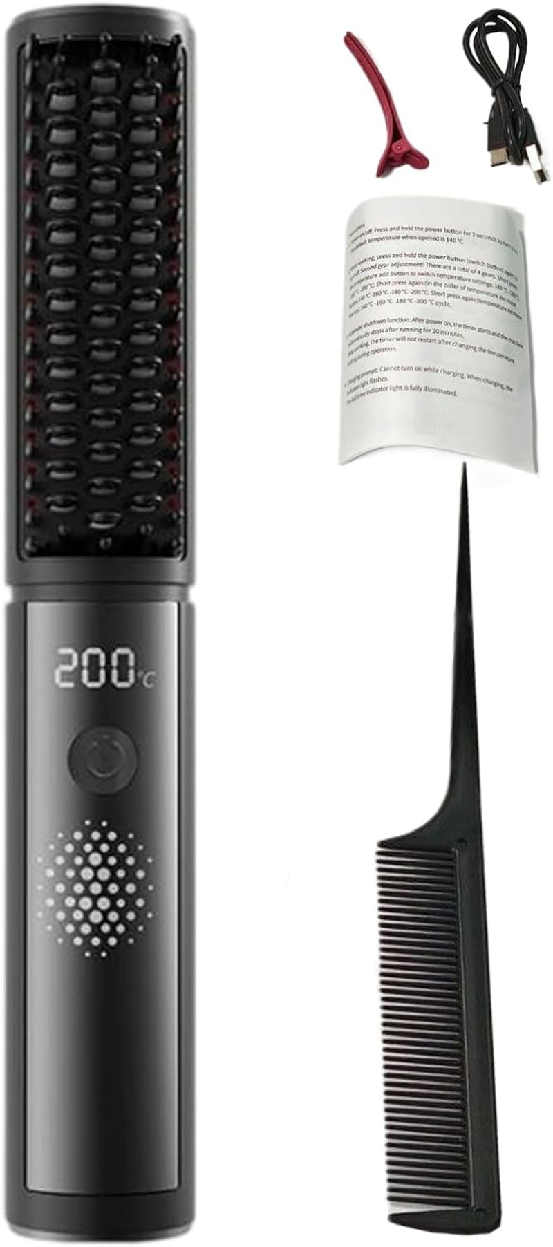 Straightening Brush, 320G Fast Heating Hair Straightener Brush, Titanium Coating 4 Temp Settings, Ionic Smoothing Technology, Portable Straightening Comb, Anti-Frizz Conditioner Tool image number 5