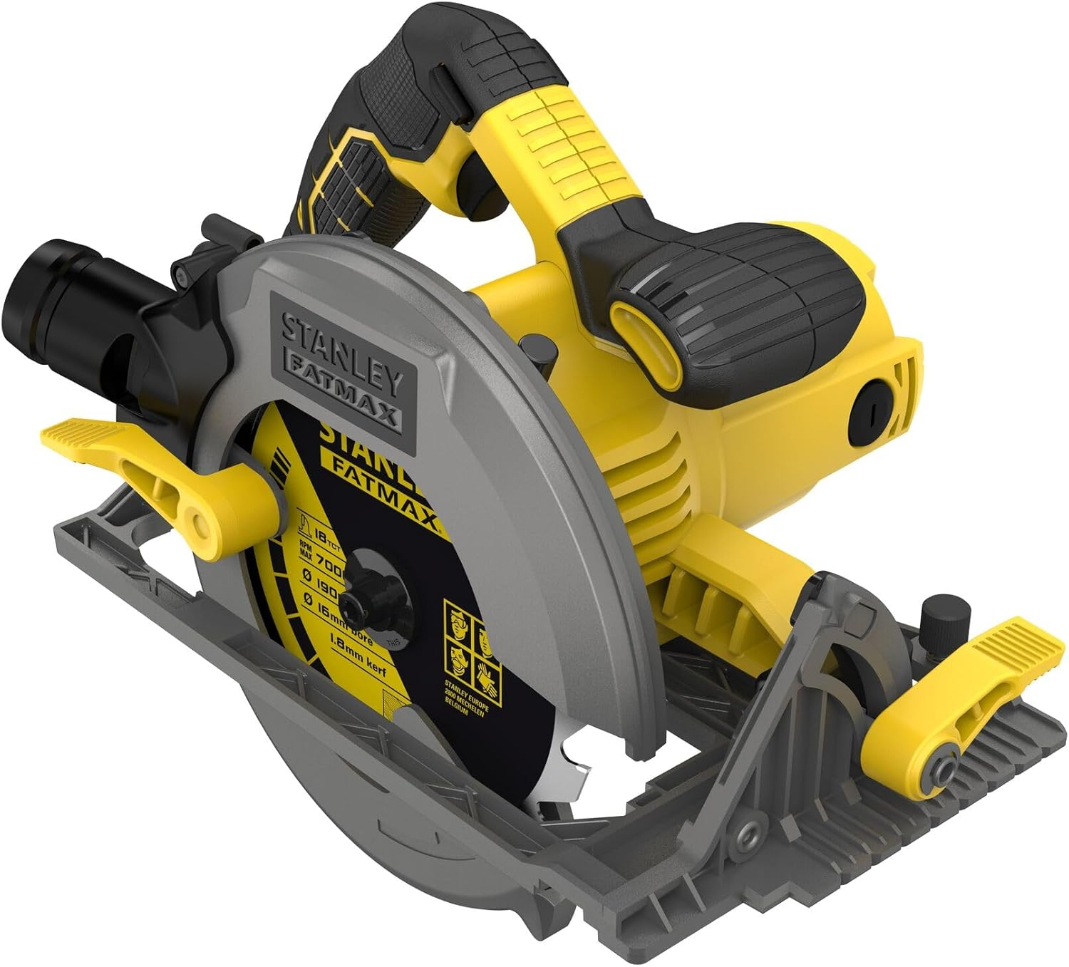 STANLEY FATMAX | 1650W 190Mm Circular Saw - 1650W Motor, 8-Tooth TCT Blade for Quality Cutting Performance, up to 66Mm Cut Depth, Quick Bevel Adjustment, Pivoting up to 55&deg;, Vacuum Hose Connection image number 2