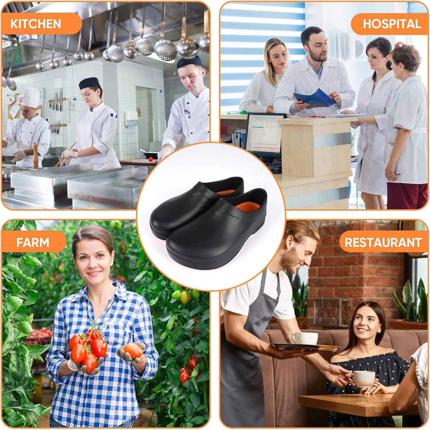LIPROFE Chef Shoes for Men - Non Slip Oil Resistant Waterproof Safety Work Shoes Comfortable Nursing Nurse Shoes for Gardener Men Women Indoor and Outdoor Chef Clogs for Kitchen Office Seaside image number 1