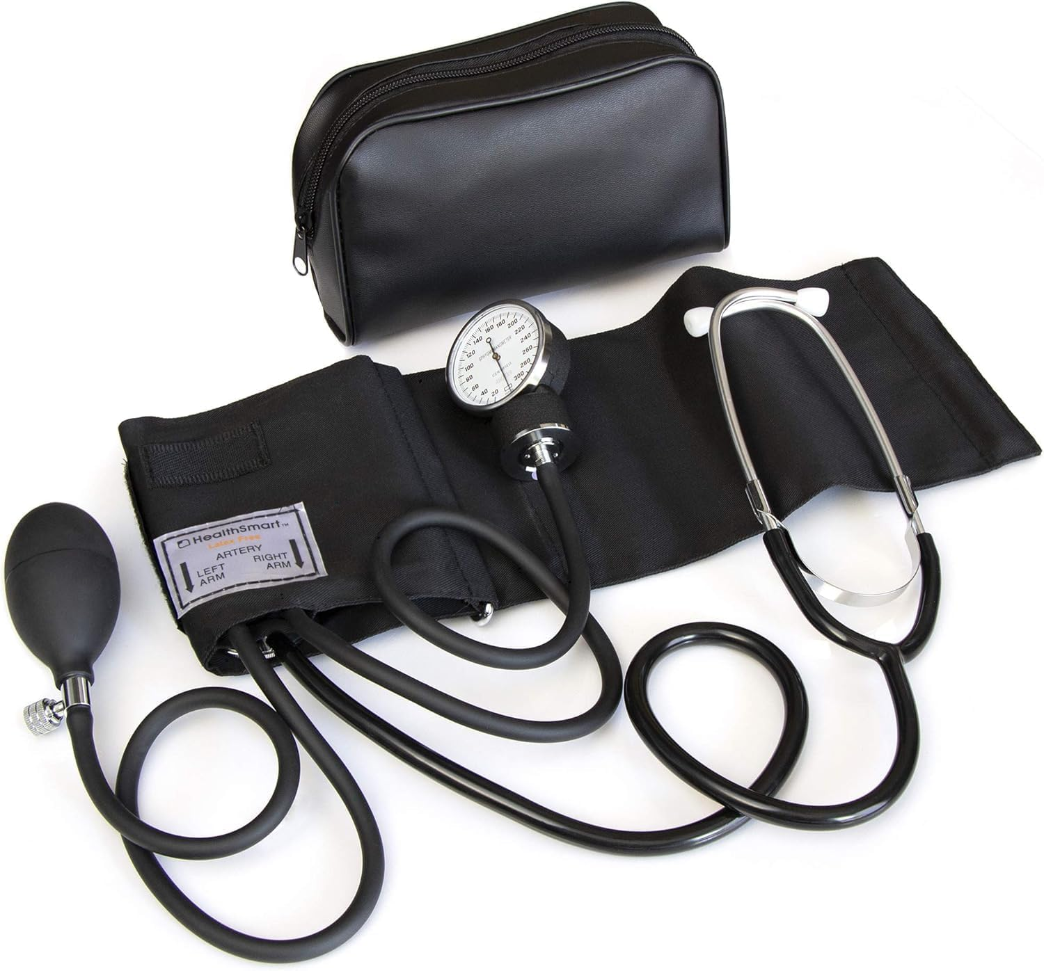 Home Blood Pressure Monitor Three-Piece Set, Lncluding Manual Blood Pressure Monitor, Stethoscope and Portable Leather Case (Black) image number 4