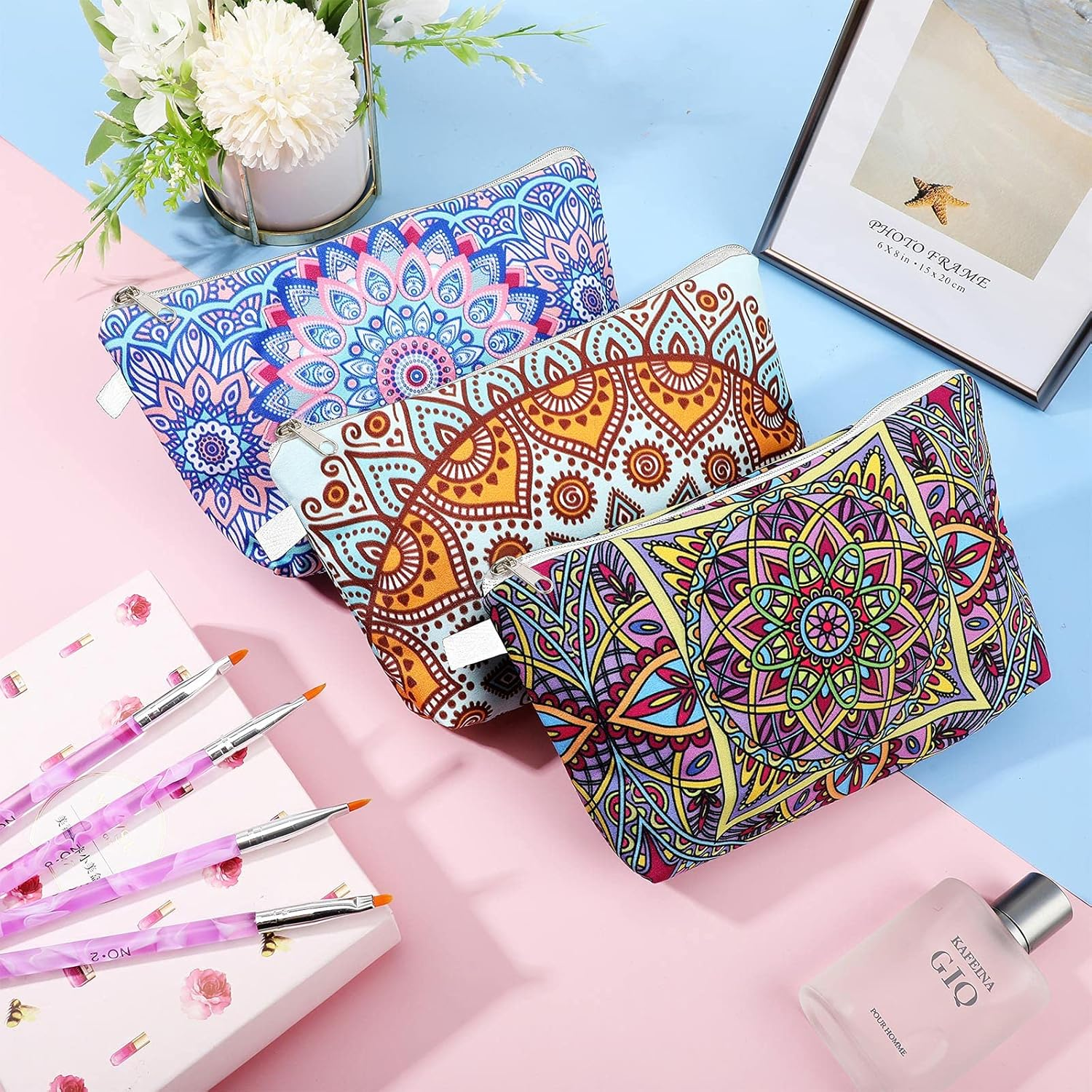 Cosmetic Bags Multipurpose Sublimation Blanks DIY Heat Transfer Makeup Bags Iron on Transfer Zipper Canvas Pouch Toiletry Pouch Pencil Bag for Multi-Functional Travel DIY Craft School (12) image number 5