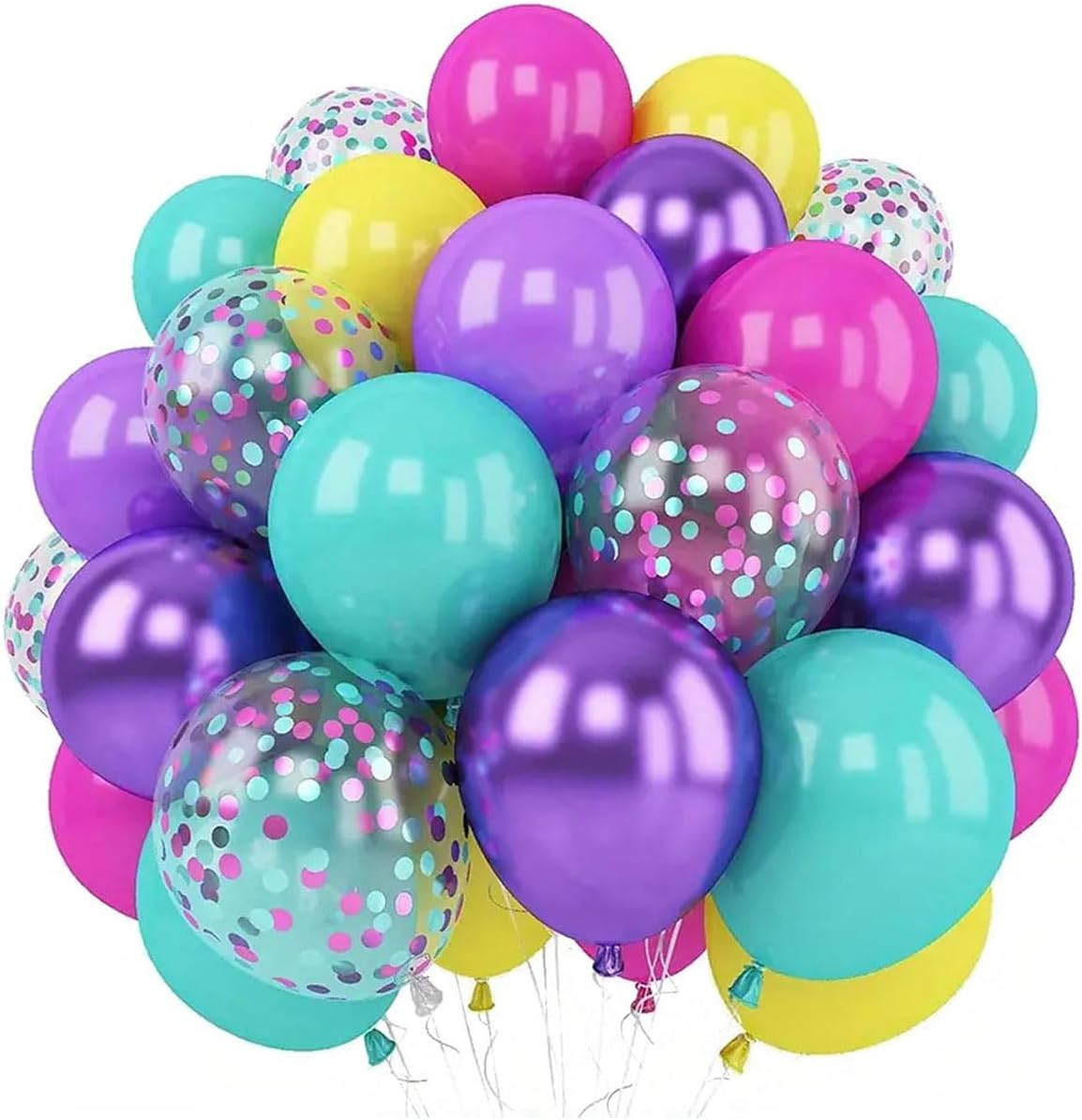 Colorful Balloons Confetti Balloons 50Pcs Purple Pink Balloons Cyan Balloons for Birthday Party Indoor Outdoor Decoration. image number 3