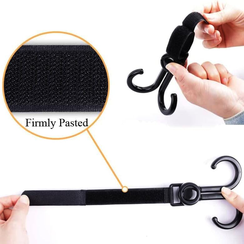 WANXINPT 4-Pack Heavy Duty Pram Hooks - 360&deg; Rotating Stroller Bag Clips for Diaper Bags, Shopping & Travel | Universal Baby Pram Accessories (Black) image number 5
