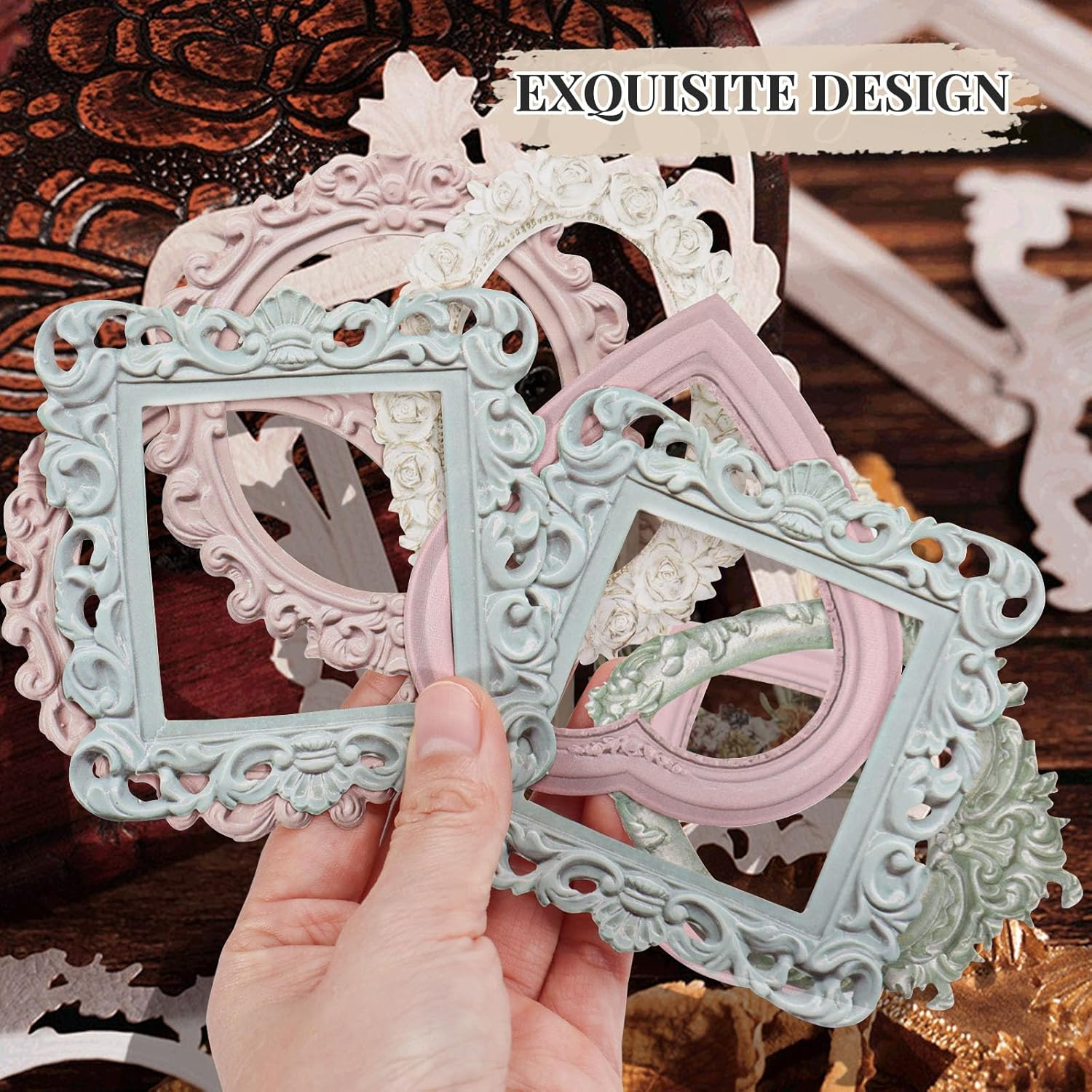 Vintage Scrapbook Frames Cutout - 40Pcs Decorative Paper Cutouts for Scrapbooking Supplies and Photo Embellishments image number 3