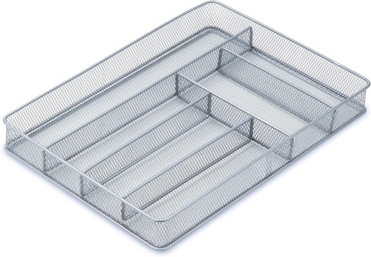 (3-Compartment) - Honey-Can-Do Steel Mesh 3-Compartment Cutlery and Utensil Organiser Tray image number 4