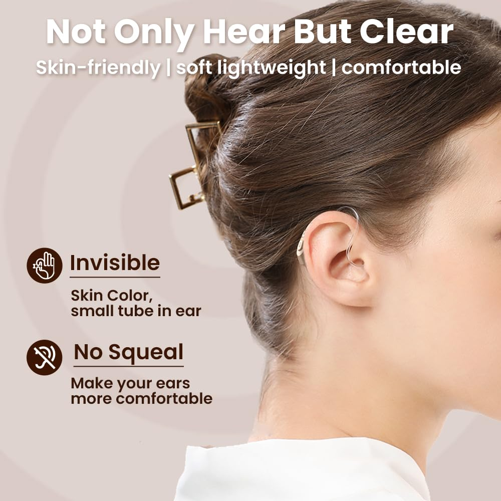 JINGHAO Hearing Aids Amplifiers Rechargeable Hearing Aids for Seniors Adults with Charging Dock (Beige) image number 1