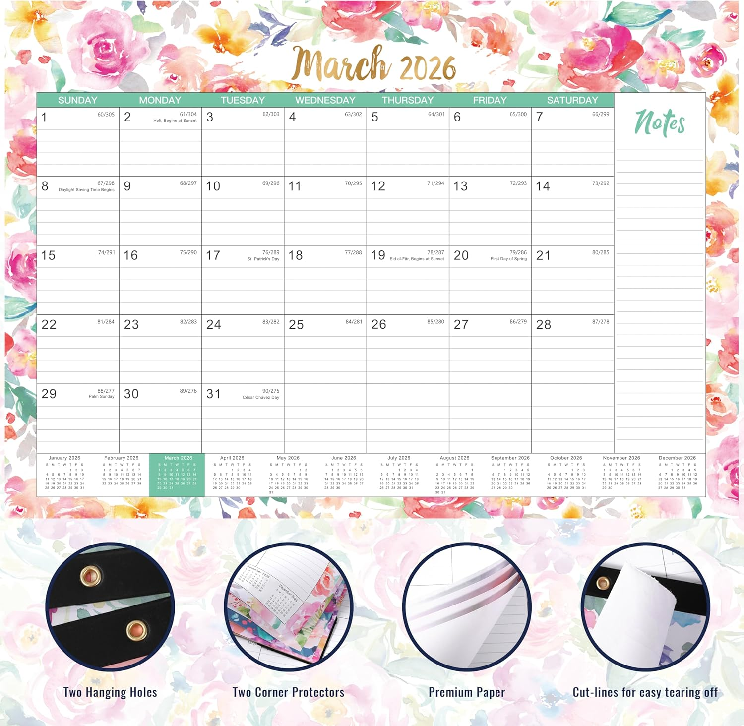 2026 Desk Calendar - Jan. 2026 - Dec. 2026, 12 Months Large Monthly Desk Calendar 2026, 17" X 12", Desk Pad, Large Ruled Blocks, To-Do List & Notes, Best Desk/Wall Calendar for Planning and Organizing image number 3