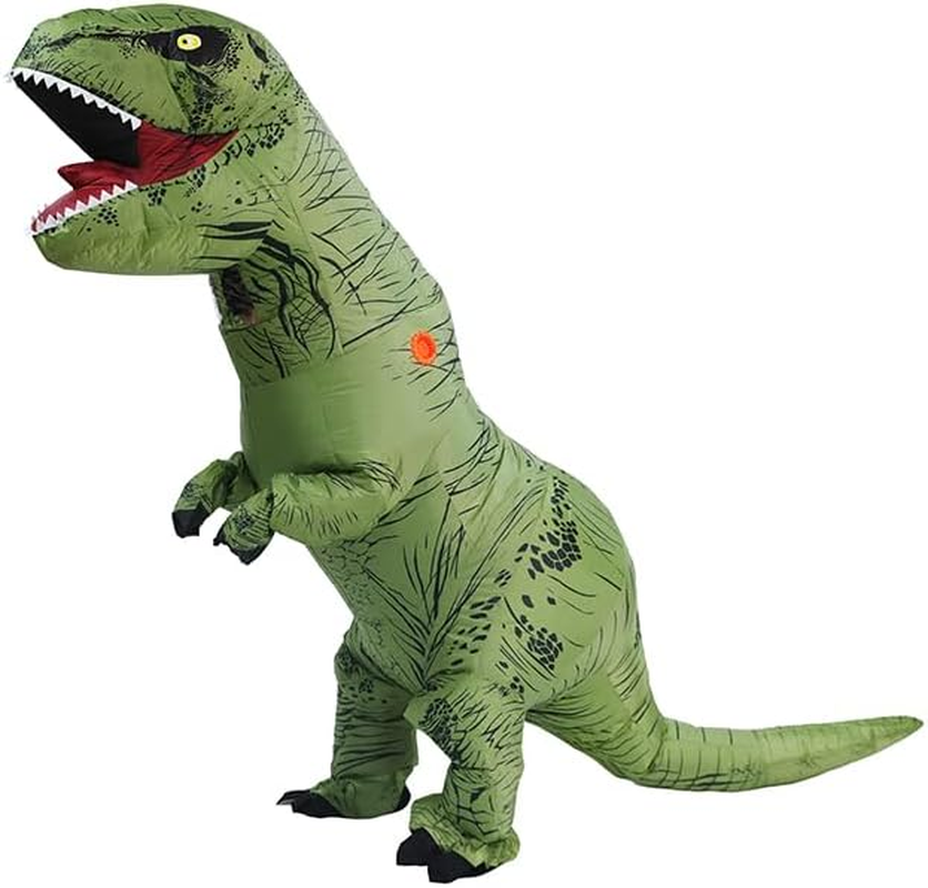 Adults T-Rex Inflatable Costume, Fancy Dinosaur Suit Blow up Jumpsuit Halloween Cosplay Costume and Themed Party - Brown image number 3