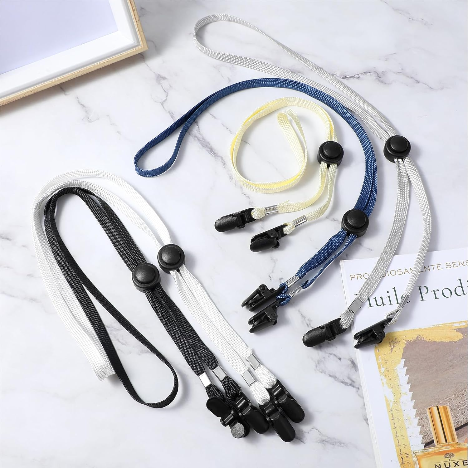 5Pcs Adjustable Hat Strap Clips, Windproof Removable Chin Strap Strap for Hat with Retainer Clip & Cord Lock, Anti-Lost Sun Hat Cap Clips Chin Cord Straps for Golfing Travel Boating Fishing, Black, image number 2