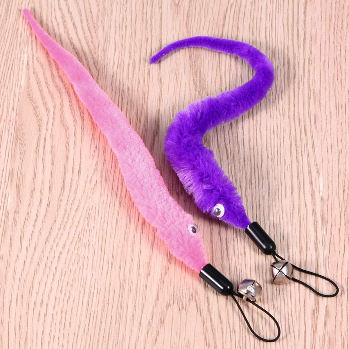 Interactive Cat Wand Toy with 15Pcs Worm Refills - Feather Toy Replacement for Retractable Wands image number 5