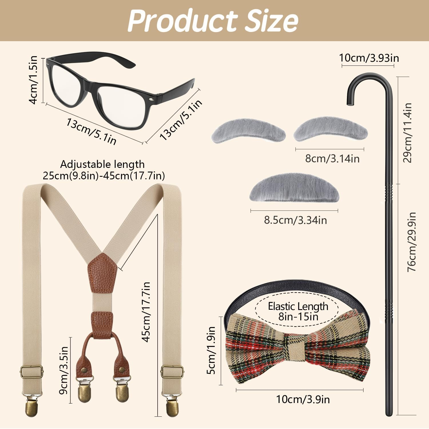 Kids 100 Days of School Costume Old Man Costumes Halloween Costume Dress up Outfit Accessories image number 4