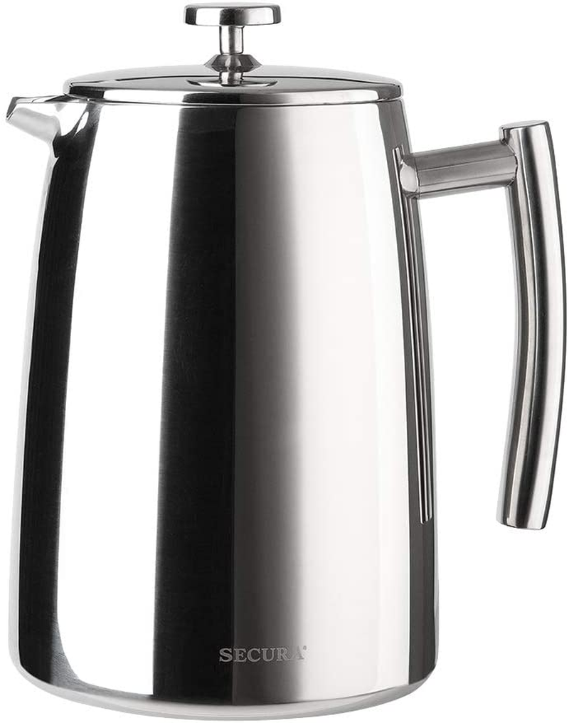 Secura 1500ML French Press Coffee Maker, 50-Ounce, Stainless Steel 18/10 SFP-50DSC, Extra Stainless Steel Screen image number 1