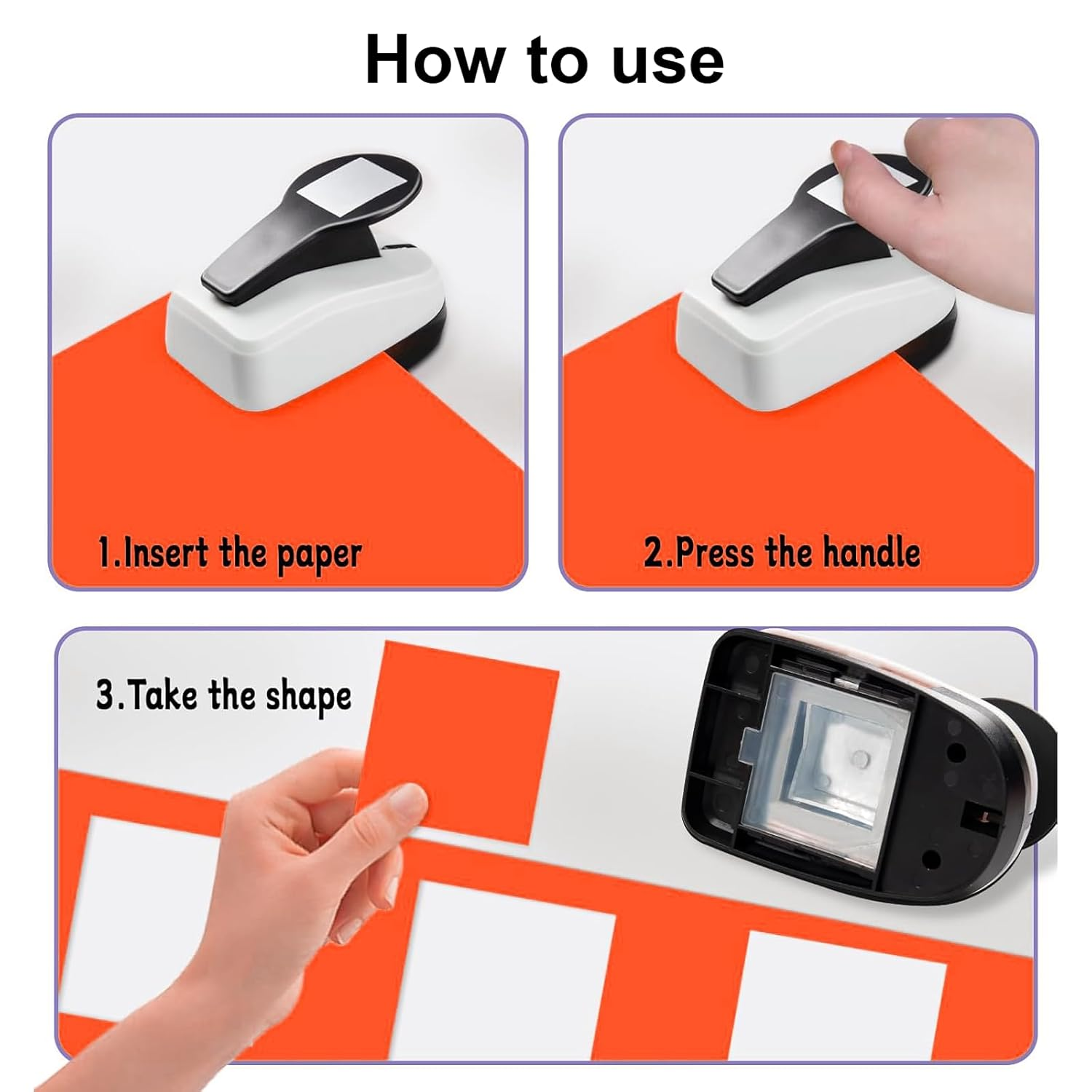 MAEZOE 1.9 Inch Square Hole Punch for Paper Crafts, Heavy Duty Punch with Chip Catcher for Scrapbooking, DIY Cards and Classrooms, Easy to Use for Kids, Teachers and Crafters image number 5