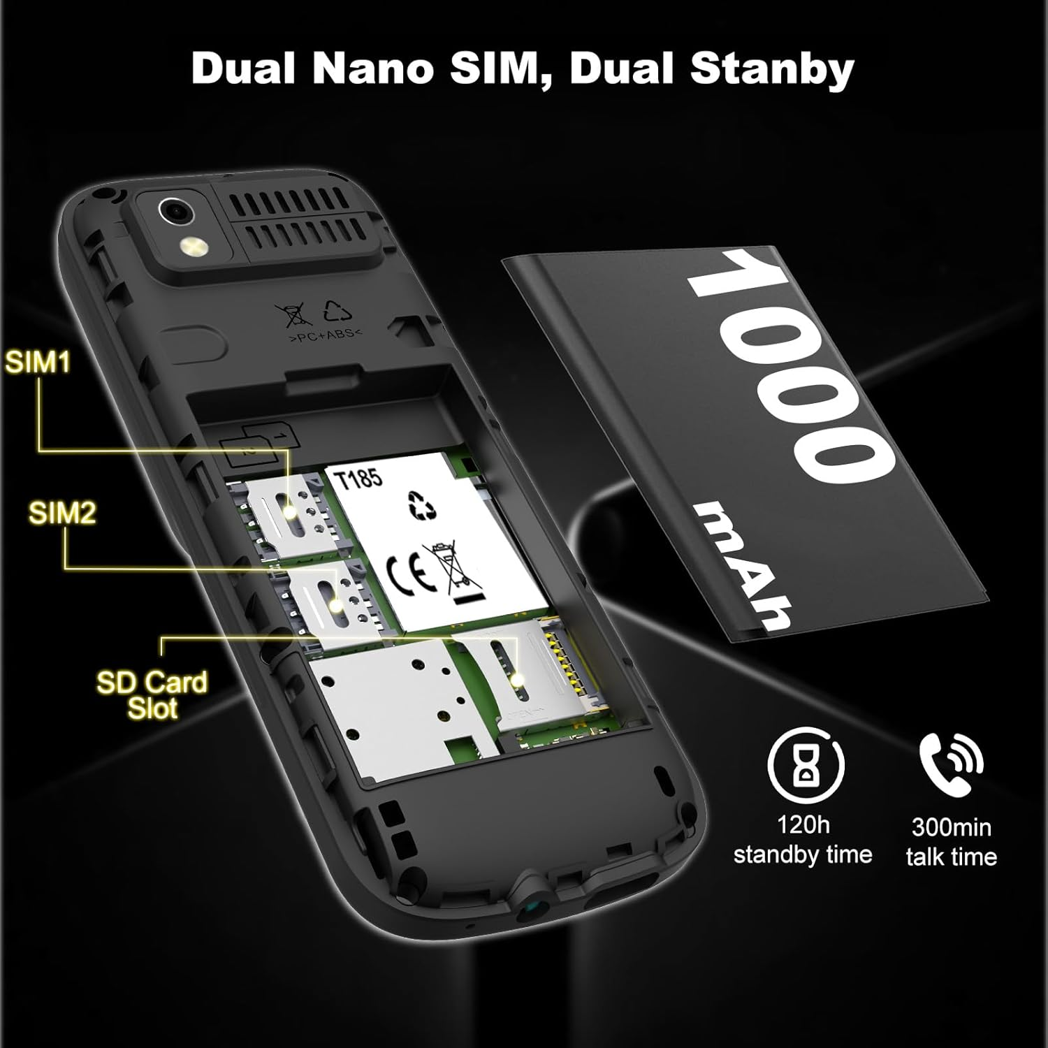 Tosaju 4G LTE Phone Mini Button Mobile Phone without Contract 1.7 Inch Colour Display Bluetooth 1000 Mah Long Standby Time Dual SIM Portable Mobile Phone Senior Mobile Phone with LED Torch image number 3