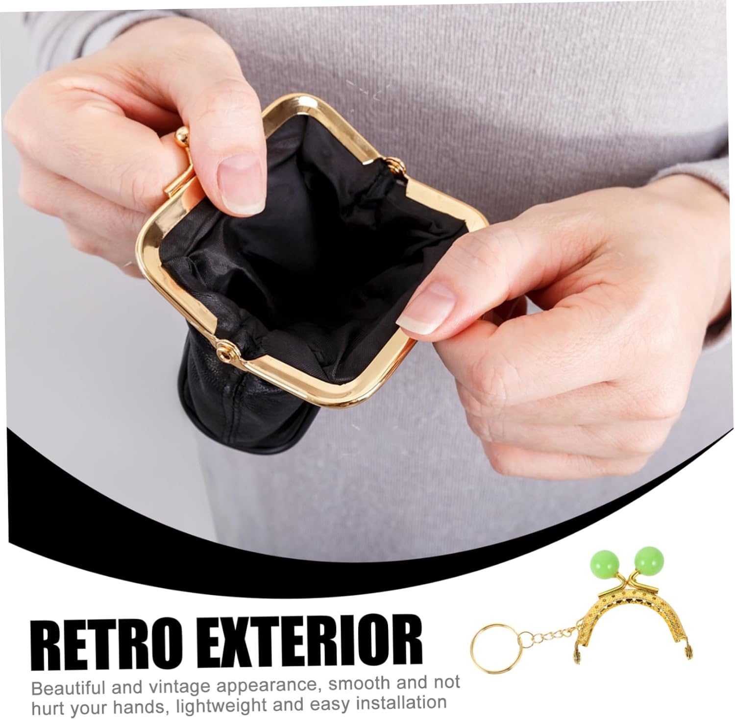 Tofficu 10Pcs Metal Purse Clasp Frame for DIY Handbag Craft Keychain Wallet Accessory Bag Bead Lock Clasp for Women Coin Purses Pouches image number 6