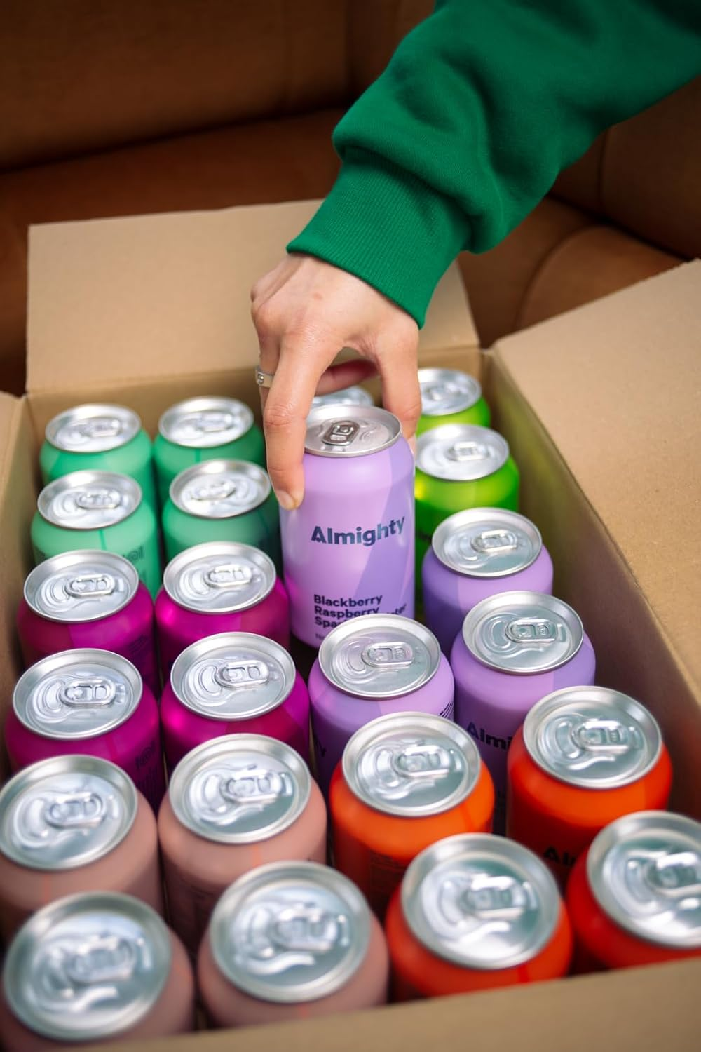 Almighty Party Mix Sparkling Water 330Ml - 24 Pack, X4 Blood Orange, X4 Passionfruit, X4 Yuzu Lime, X4 Peach & Ginger, X4 Pear, and X4 Blackberry & Raspberry! Sugar Free, Low Calorie, Vegan - Natural Flavour image number 5