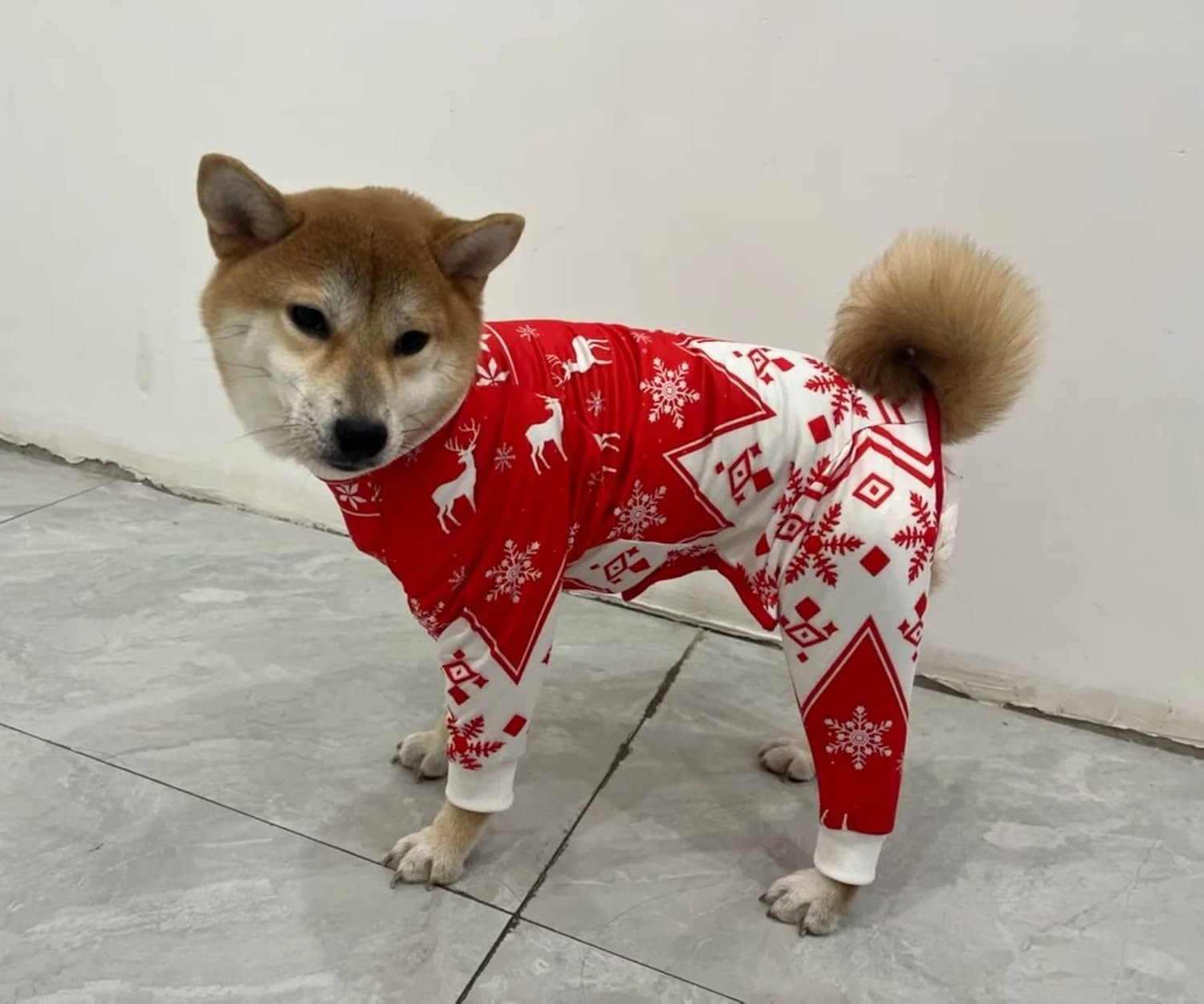 Xqpetlihai Christmas Dog Clothes Dog Onesie Surgery Recovery Suit Dog Pajamas for Large and Medium Dog (S,CH) image number 3