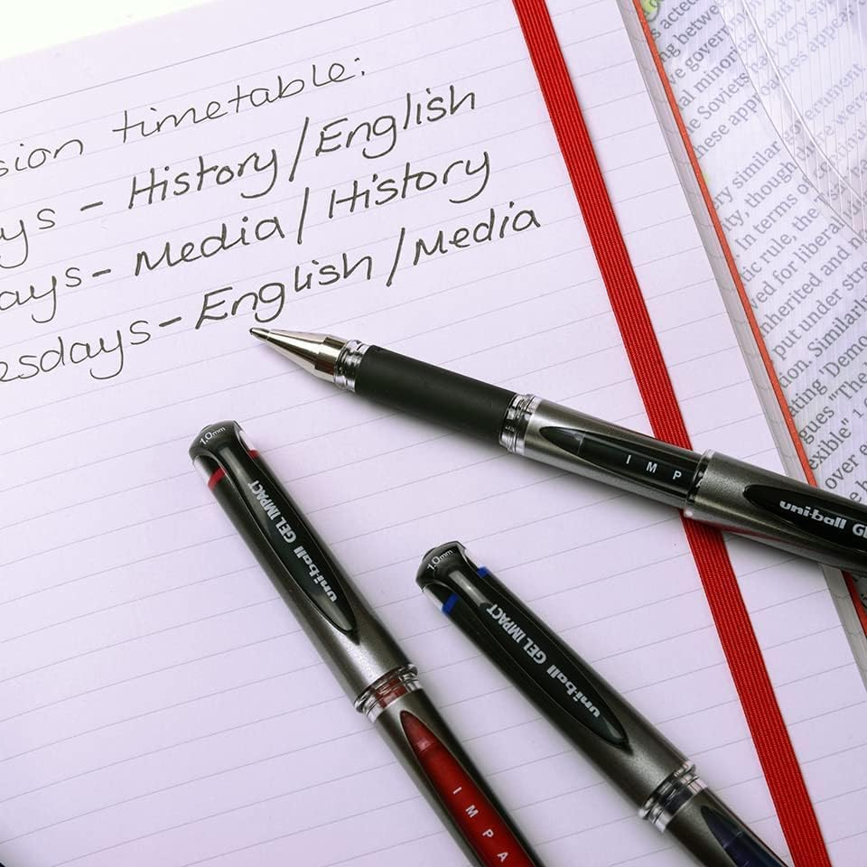 Uni Ball Pen with Cap - Red (UM 153S) Gel Impact Rollerball Pen - Wide 1Mm Tip Tip 0.6Mm Line - Pack of 3 image number 2