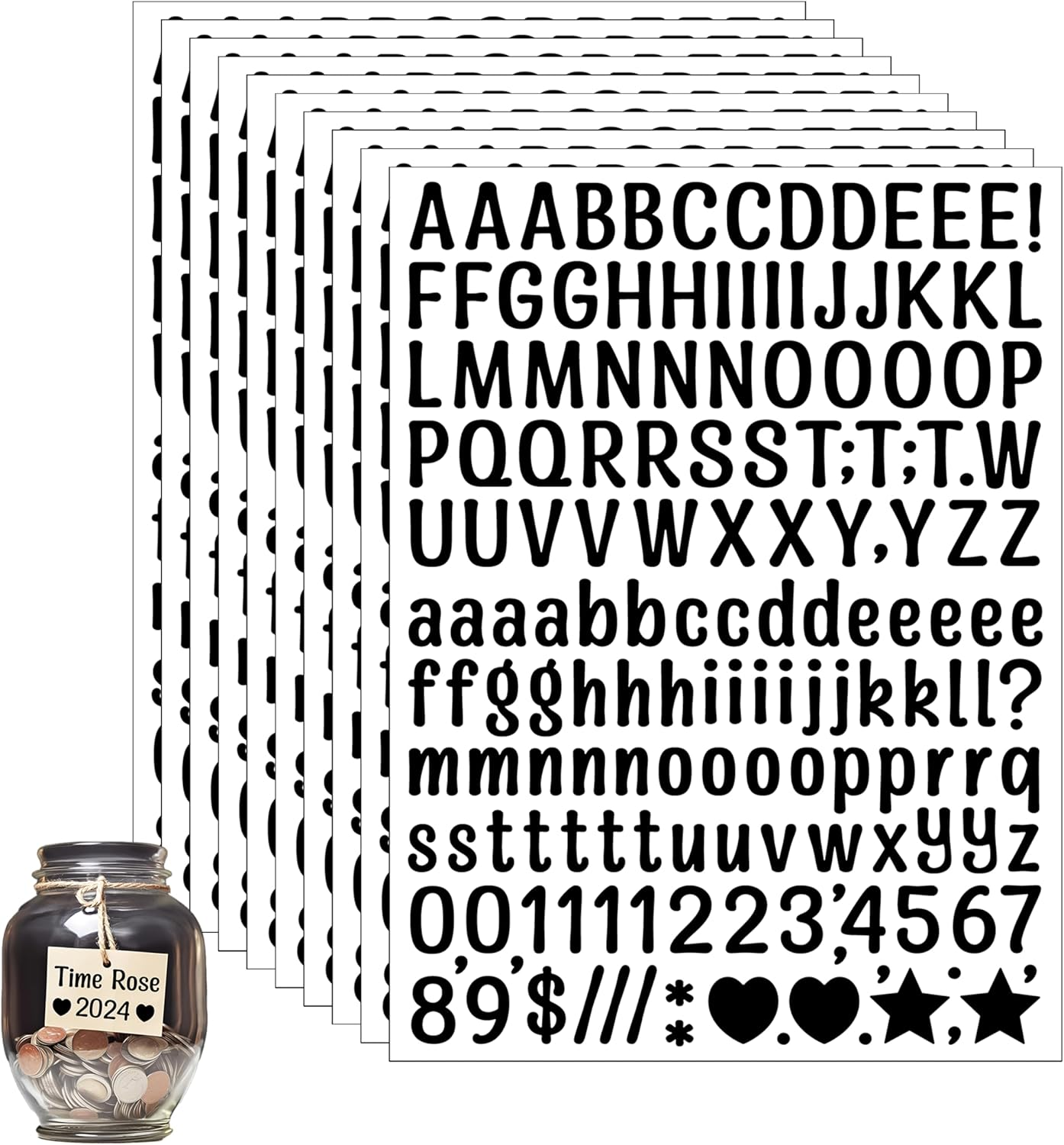 12 Sheet Letter Stickers, Self Adhesive Alphabet Stickers, Colorful Vinyl Letter Stickers for Arts Crafts Outdoor Sign Poster Windows Doors Mailboxes Car Truck (1 Inch, Cartoon)